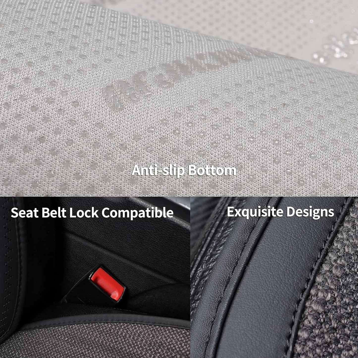 Coverado Car Seat Cushions, Washable Seat Covers Protector Full Set, Compatible with Most Cars, SUVs, Trucks and Vans(Full Set, Gray)