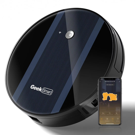 Robot Vacuum Cleaner G6, Ultra-Thin, 1800Pa Strong Suction, Automatic Self-Charging, Wi-Fi Connectivity, App Control, Custom Cleaning, Great for Hard Floors to Carpets, 100mins Run Time