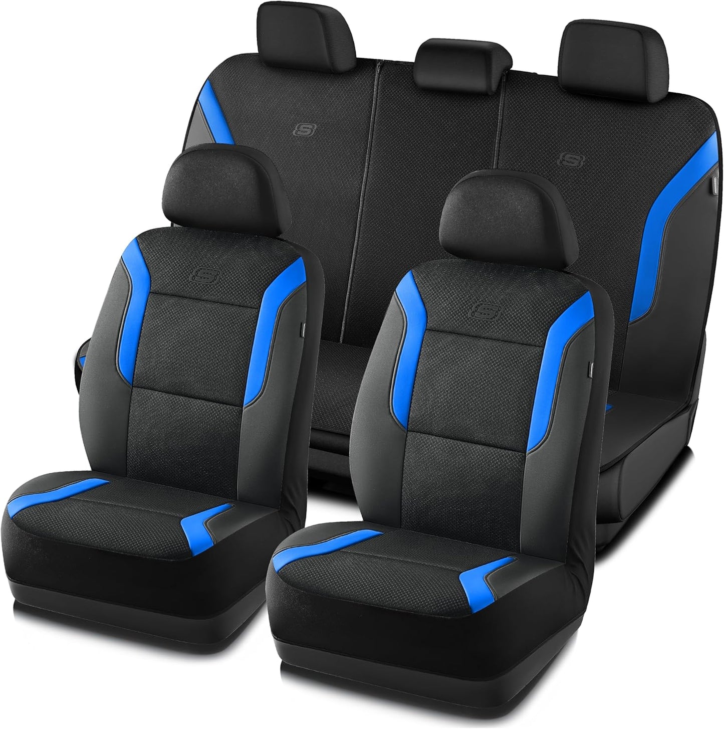 Skechers Memory Foam Car Seat Covers, Air Cool Mesh Thick Seat Covers, Slip-ins Front Seat Cover, Airbag Compatible, Automotive Comfort & Protection for Most Cars,Vans,Trucks, SUVs,Red