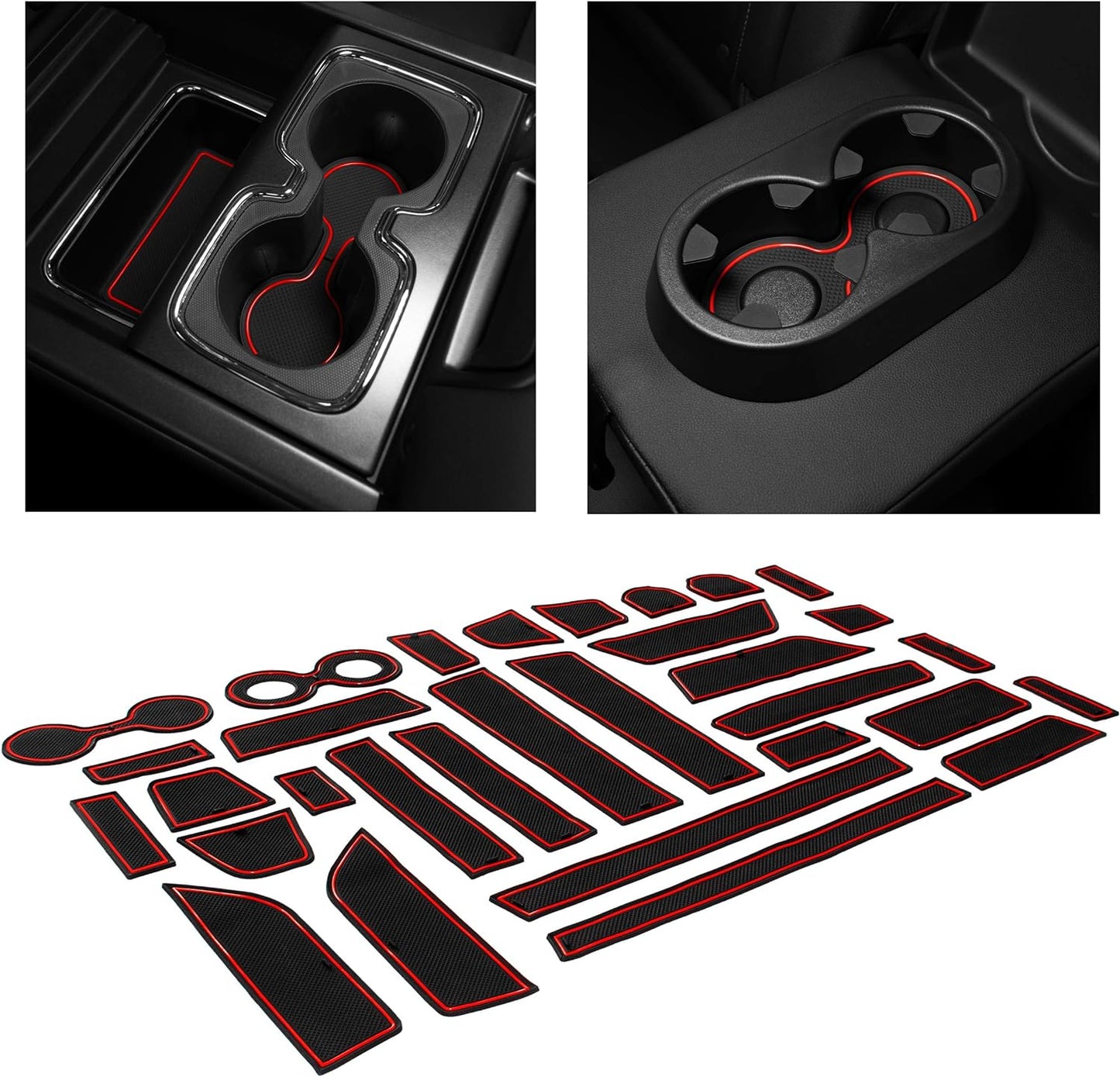 CupHolderHero fits Chevy Silverado 1500 Accessories & GMC Sierra 2014-2022 Premium Custom Interior Nonslip AntiDust CupHolder Insert,Console Liner Mats, 33pc Set (CrewCab with BenchSeats)(White Trim)