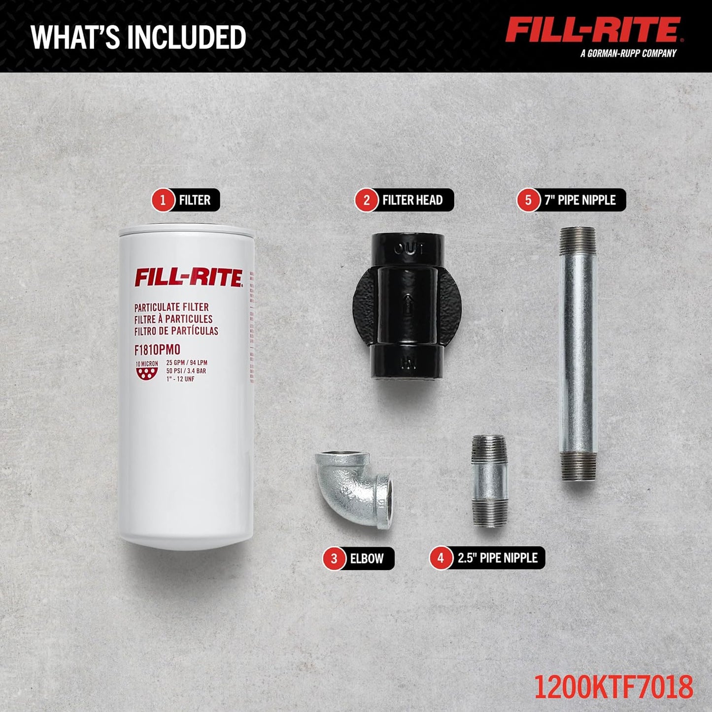 Fill-Rite 1200KTF7018 10 Micron 25 GPM Particulate Fuel Filter Kit