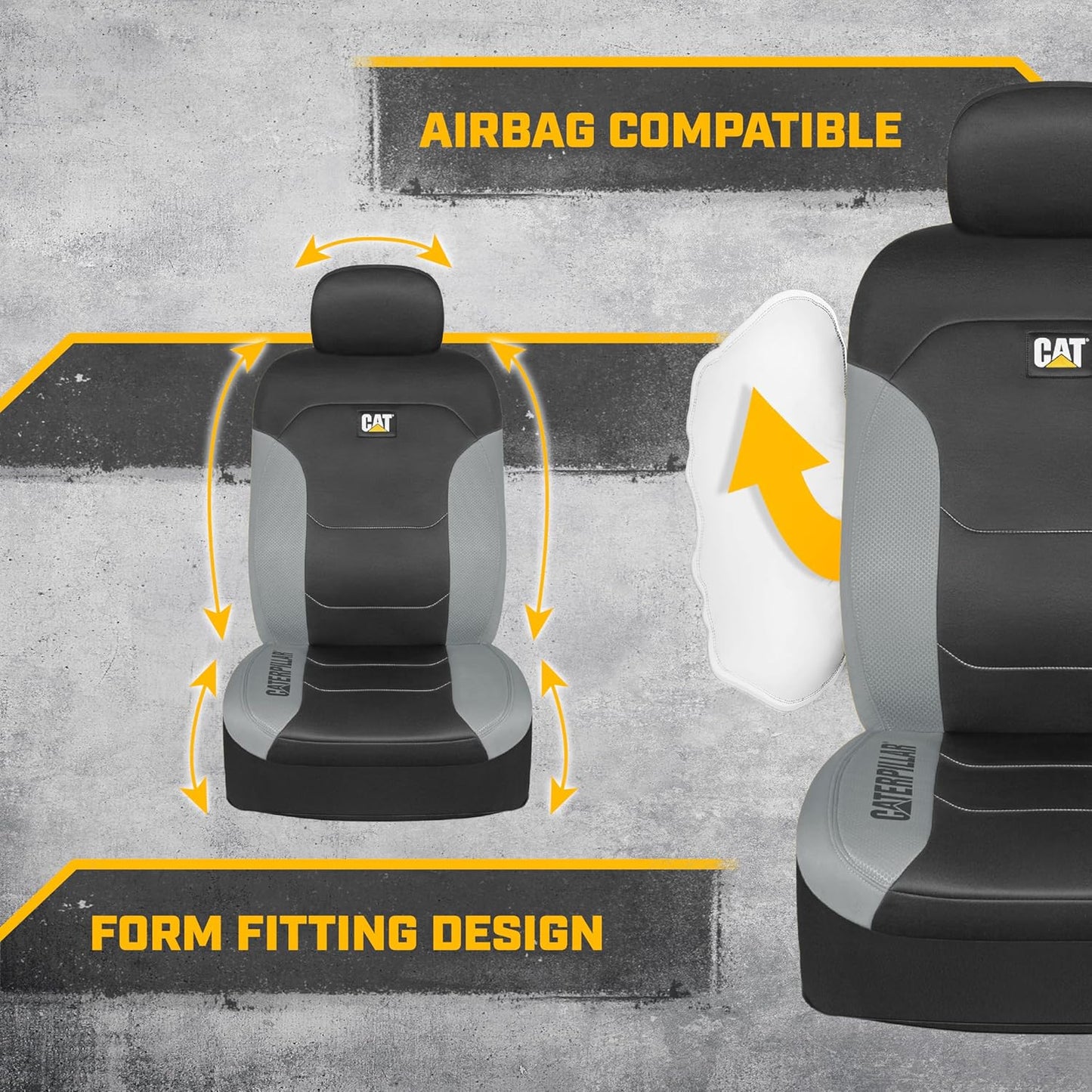 BDK Auto CASC-2274-GR: Cat 4Pc Polyester + Honeycomb Polyester Fabric Low Back Seat Cover