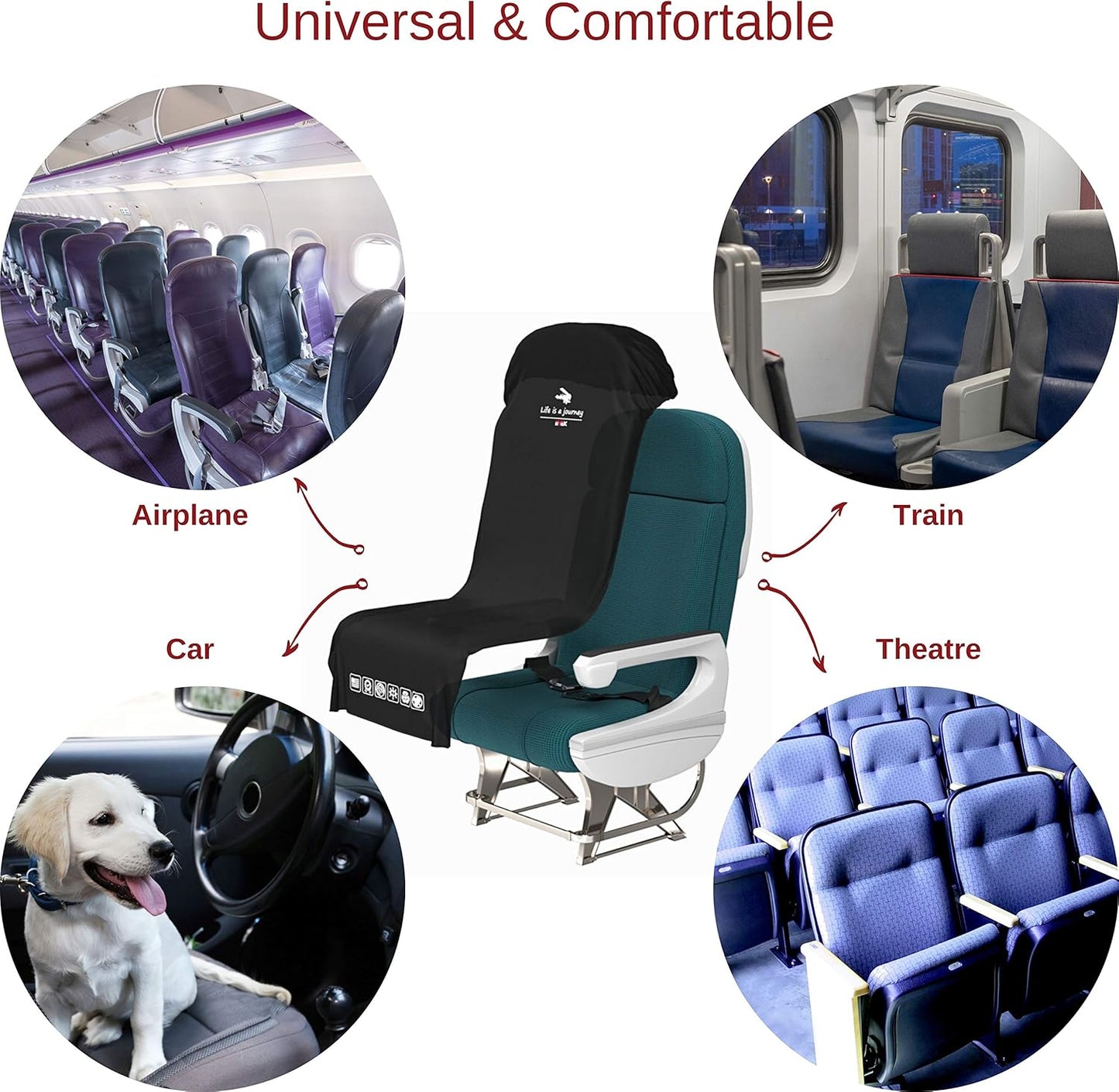 Protective Airplane Seat Covers Protectors Universal Seat Cover for Airplane Cars Vehicles Disposable/Reusable Traveling Accessories Durable Design, Grey, 4-Pack,
