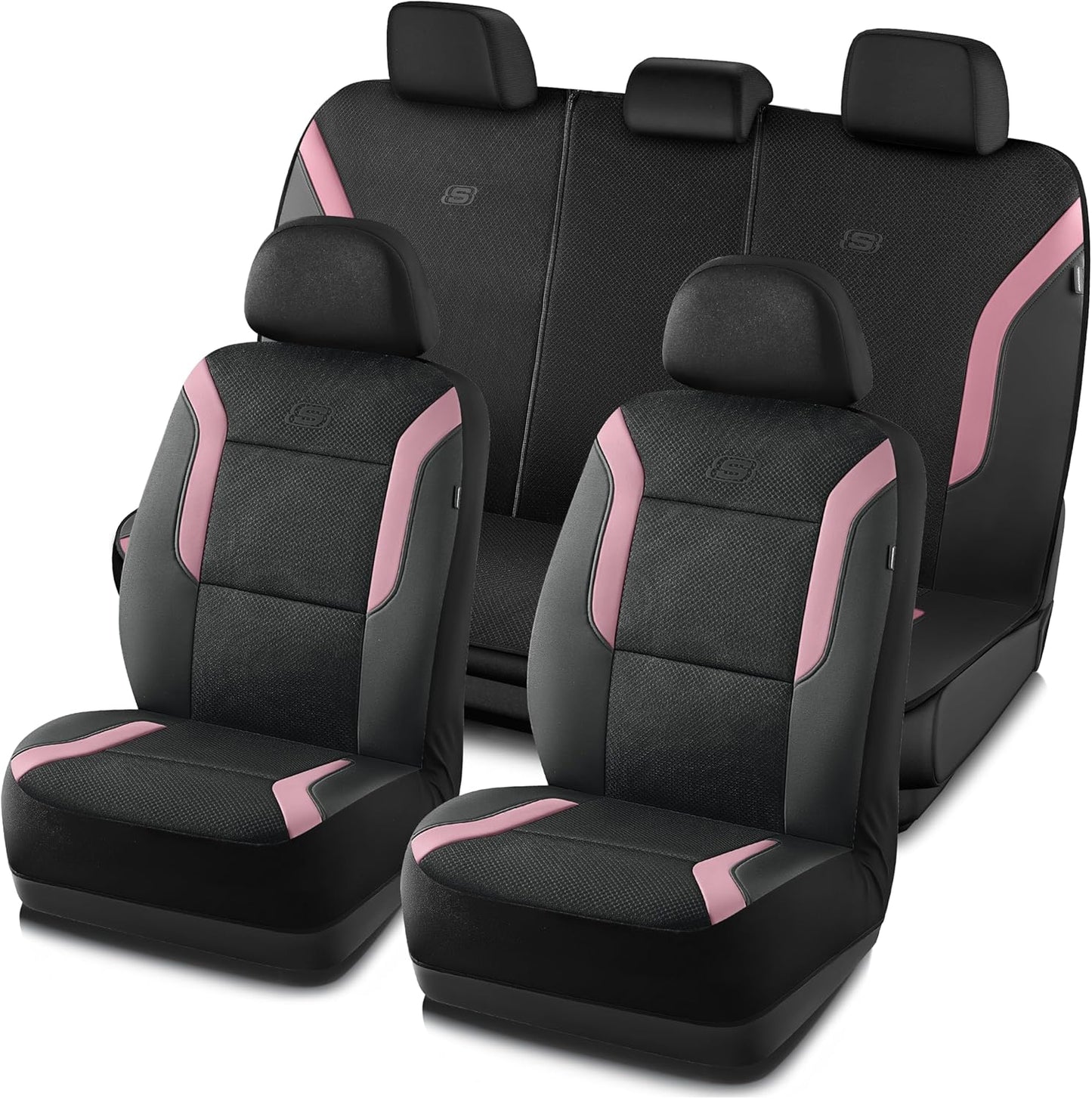 Skechers Memory Foam Car Seat Covers, Air Cool Mesh Thick Seat Covers, Slip-ins Front Seat Cover, Airbag Compatible, Automotive Comfort & Protection for Most Cars,Vans,Trucks, SUVs,Red