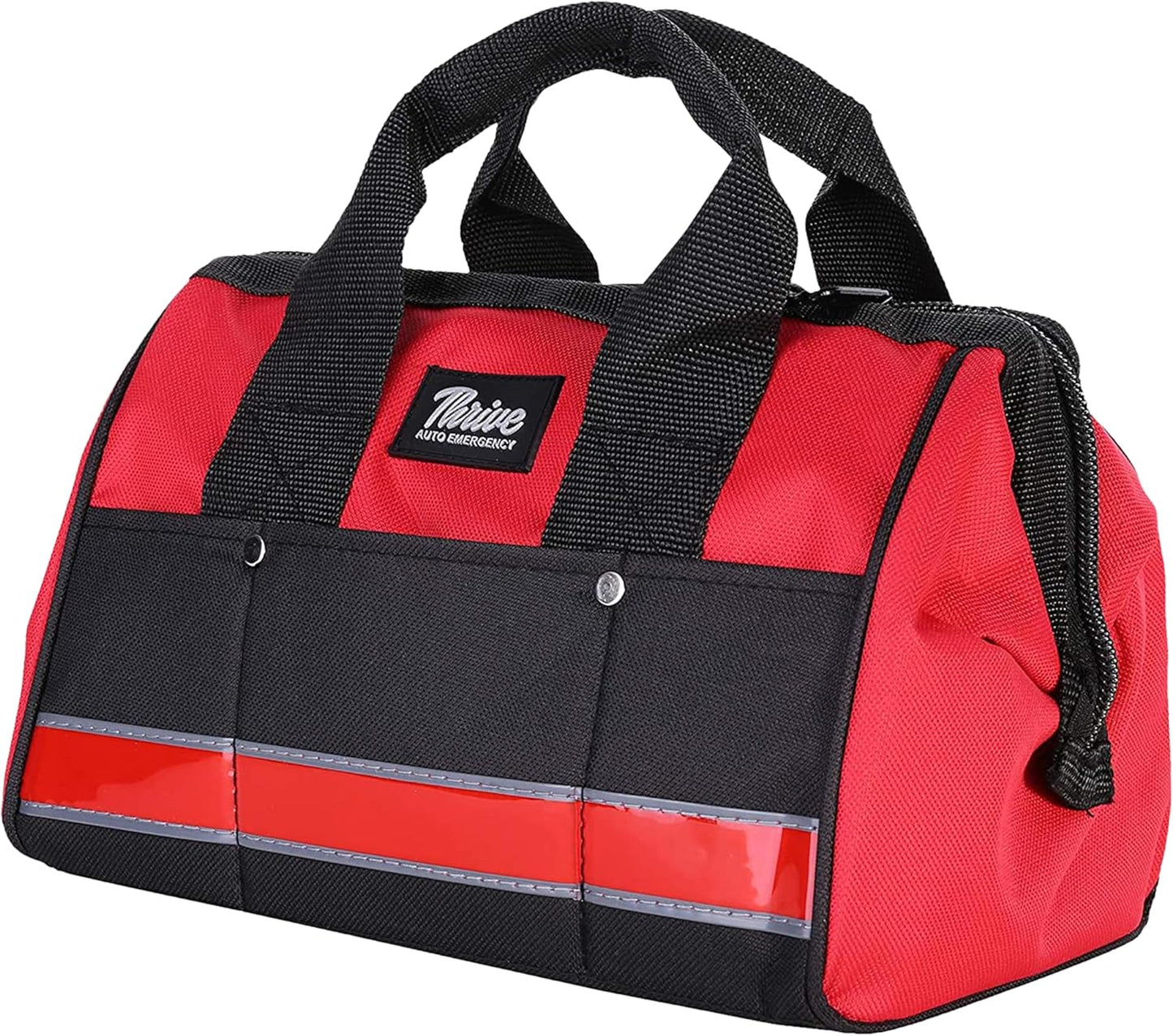Thrive Roadside Emergency Car Kit - Automotive Safety Travel Tool Kit w/Vehicle Jumper Cables and Mini First Aid Kit - Truck, SUV & Car Essentials for Women and Men (Red Canvas Bag)