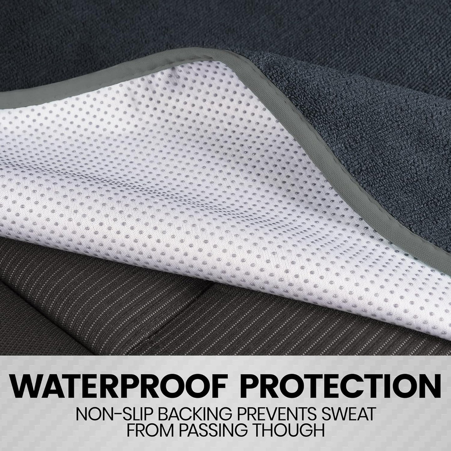 BDK UltraFit Waterpoof Car Seat Towel Cover, 2 Pack with Gray Trim – Washable Sweat Seat Protector, Ideal for Gym Swimming Surfing Running Crossfit, Fits Most Auto Truck Van SUV
