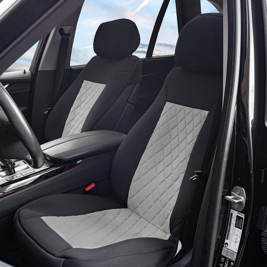 FH Group Front Set Neosupreme Car Seat Covers for Low Back Seats with Removable Headrest, Universal Fit, Airbag Compatible, Seat Cover for SUV, Gray/Black