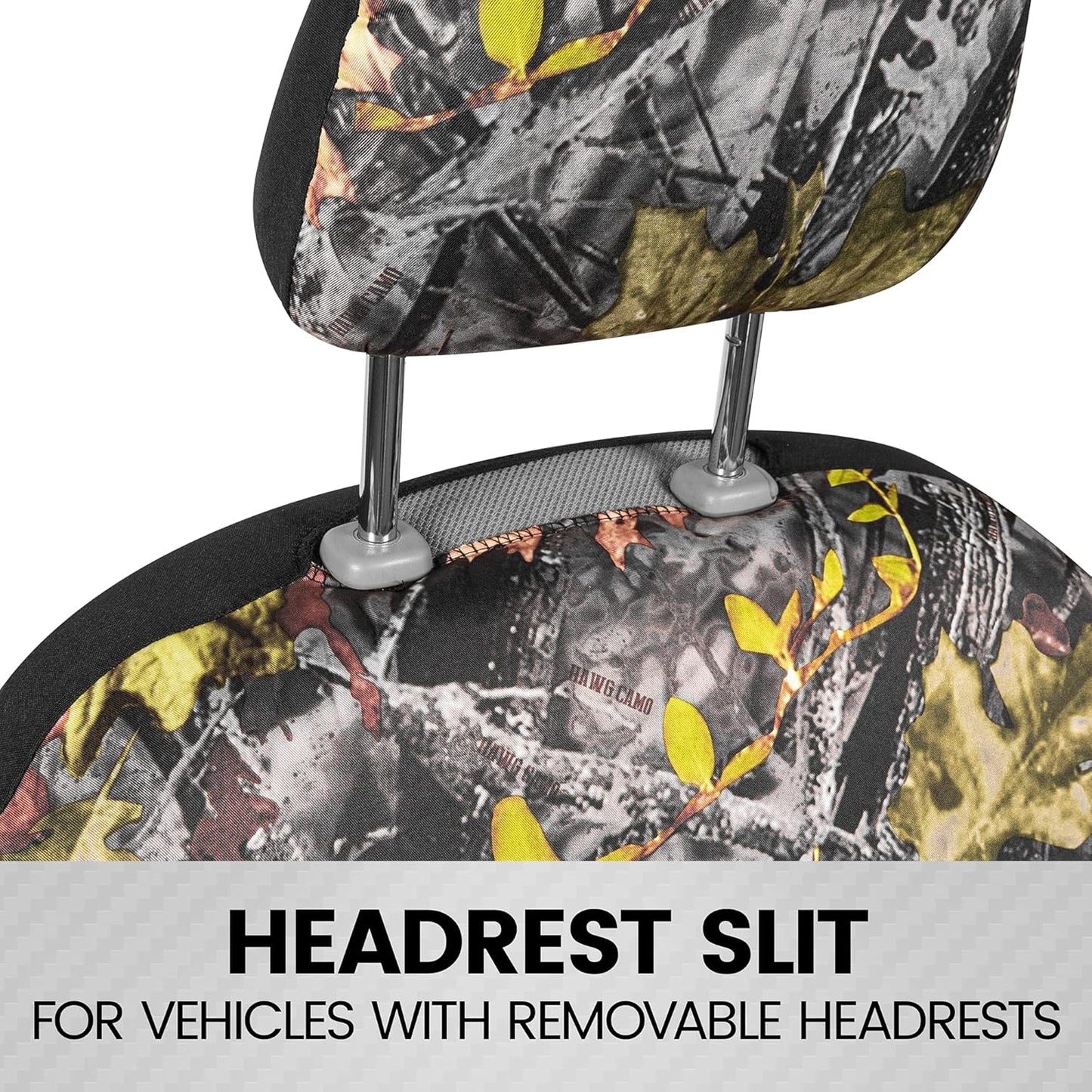 BDK Camo Car, Full Set – Realistic Green Forest Camouflage Automotive Front & Bench Back Seat Cover, Camoflauge Interior Protectors for Auto Truck Van & SUV