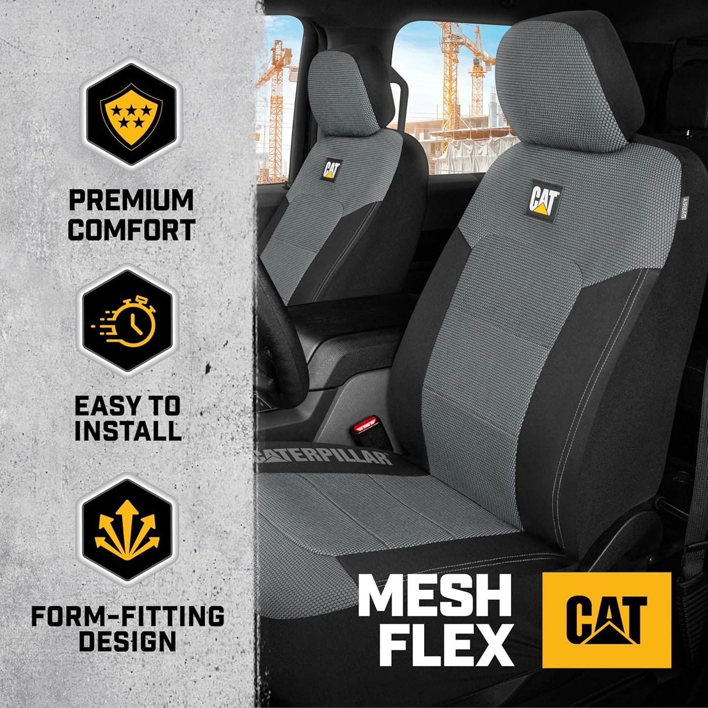 BDK Auto CASC-2284-GR: Cat 4Pc Mesh + Gabardine Seat Cover (Grey)