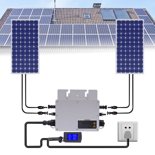 Miumaeov Solar Micro Inverter IP65 Waterproof Solar Grid Tie Inverter HighAccuracy Microinverter WVC-700W LCD Silver