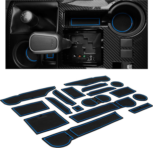 CupHolderHero Fits Toyota 4Runner 2019-2024 Accessories - Custom Non-Slip Anti-Dust Cup Holder Inserts, Center Console Liners, Door Pocket Mats, Interior Protection, 27pc Set, 2 Rows, Blue Trim