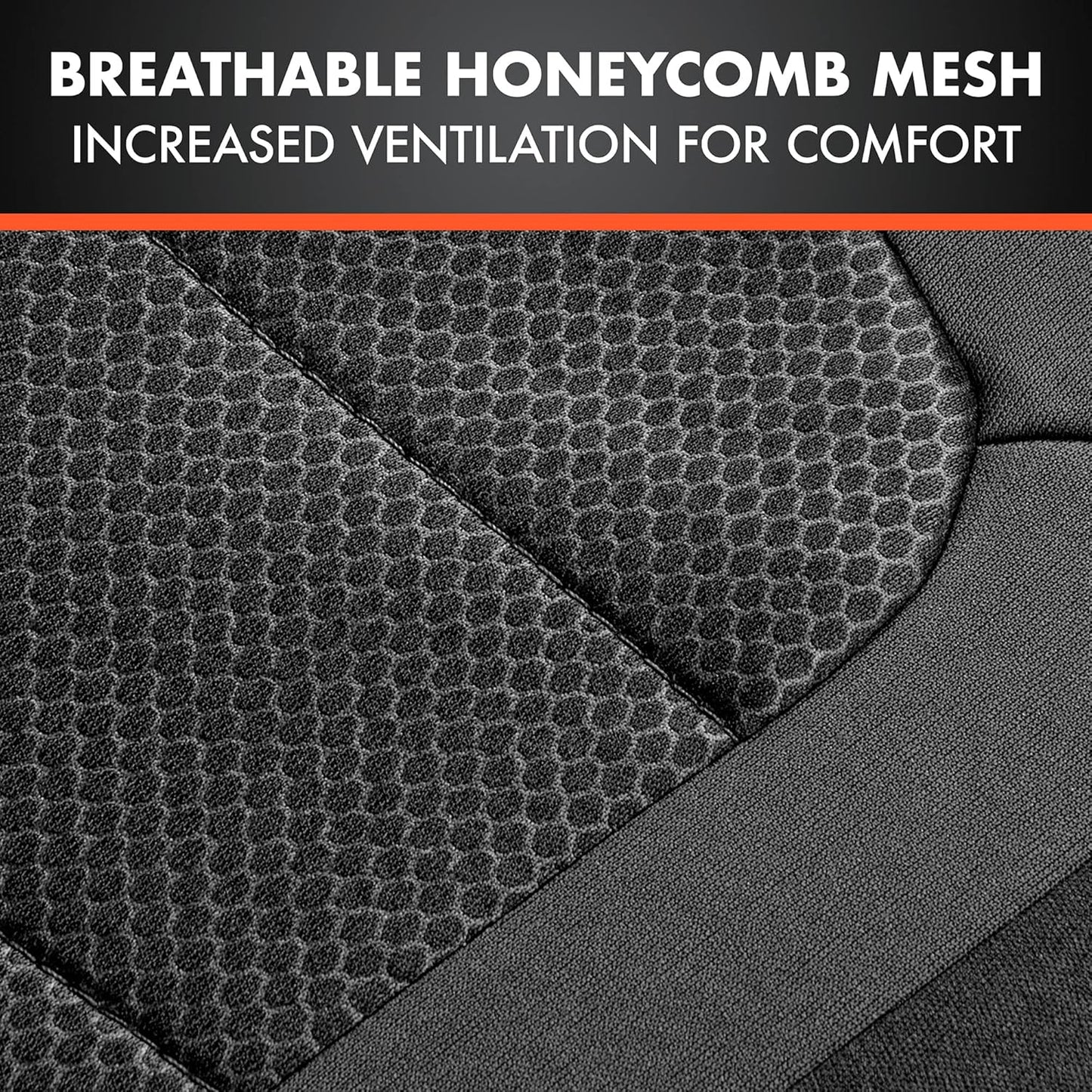 carXS FreshMesh Car Seat Covers Full Set with Charcoal Accent – Mesh Front Seat Covers with Split Bench Back Seat Protector, Interior Covers for Auto Truck Van SUV