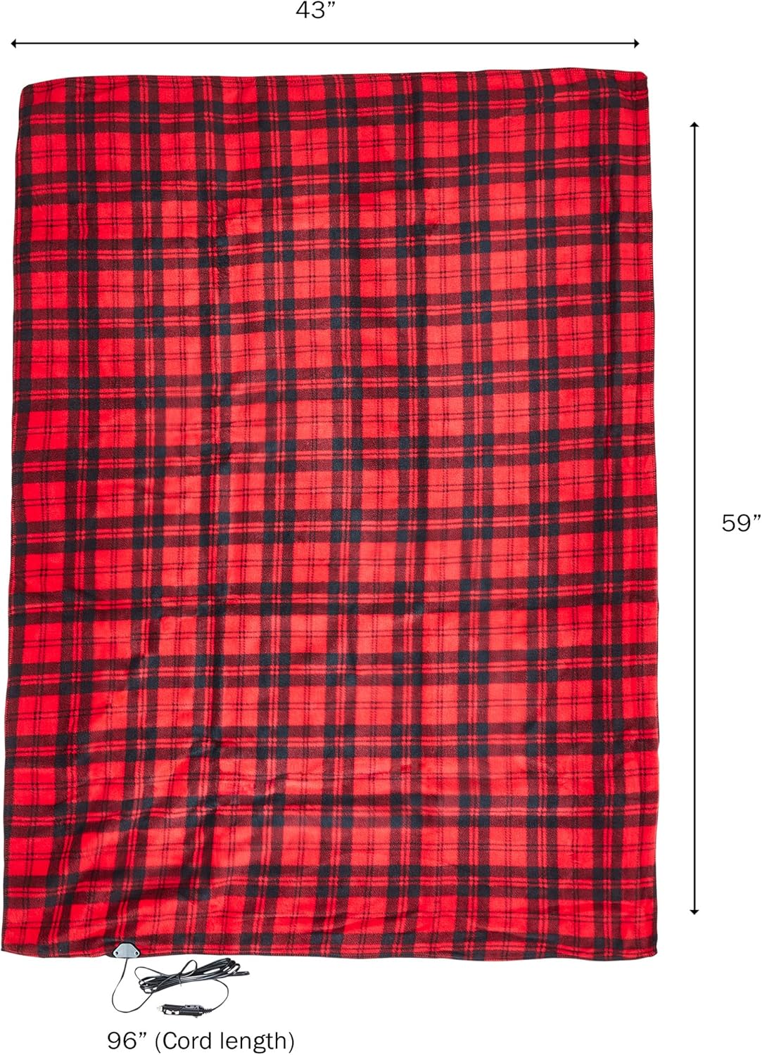 Electric Heater Car Blanket- Heated Travel Throw Electric Blanket for Car and RV, 12 volt by Stalwart- Red and Black