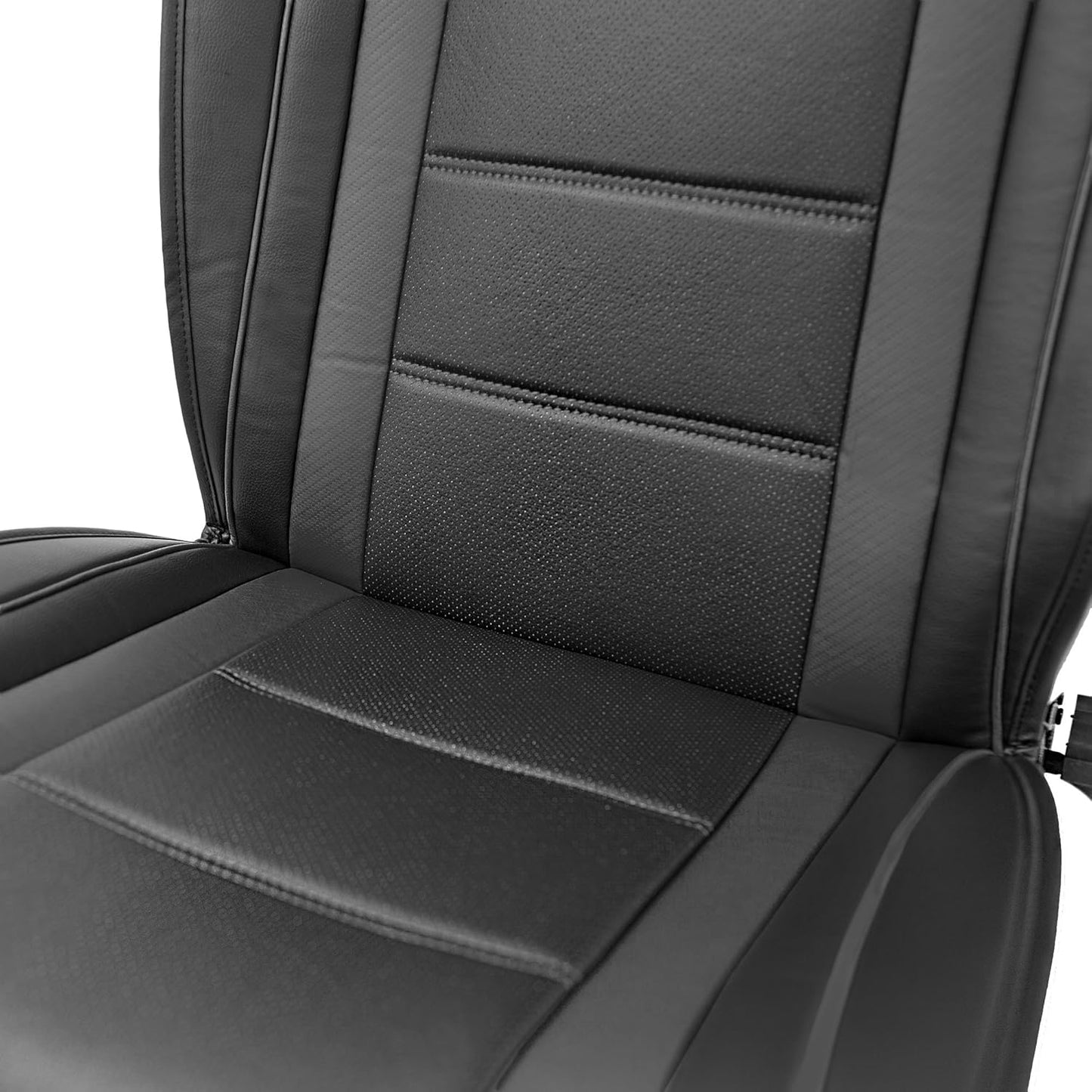 FH Group Front Set Faux Leather Car Seat Cushions - Seat Covers for Low Back Seat, Universal Fit, Airbag Compatible Seat Cover for SUV, Sedan, Black
