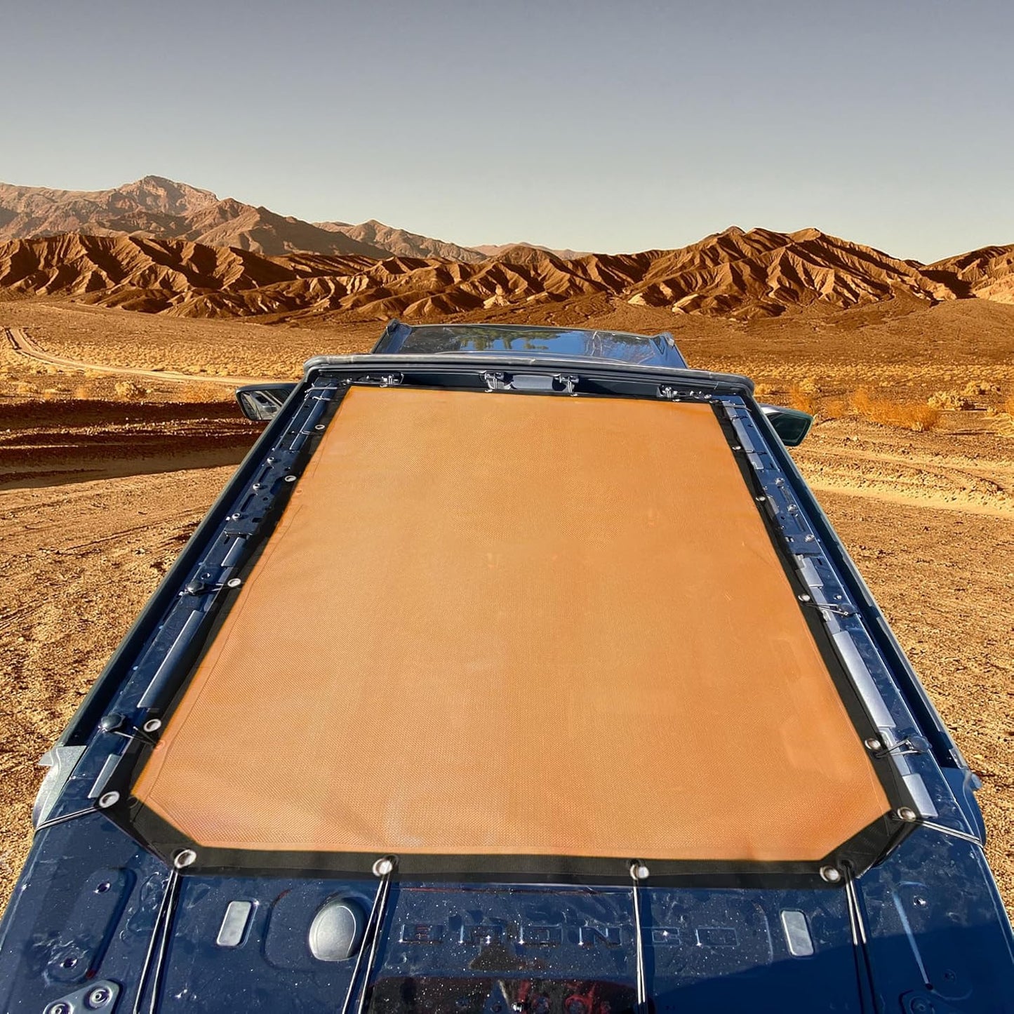 BESTAOO Sunshade for Ford Bronco Accessories 2021 2022 2023 2024 2025 4 Door, Front & Rear Full Length Mesh Sun Shade Bimini Top Cover for Bronco 4 Door - Blocks UV, Wind, Noise (Orange)