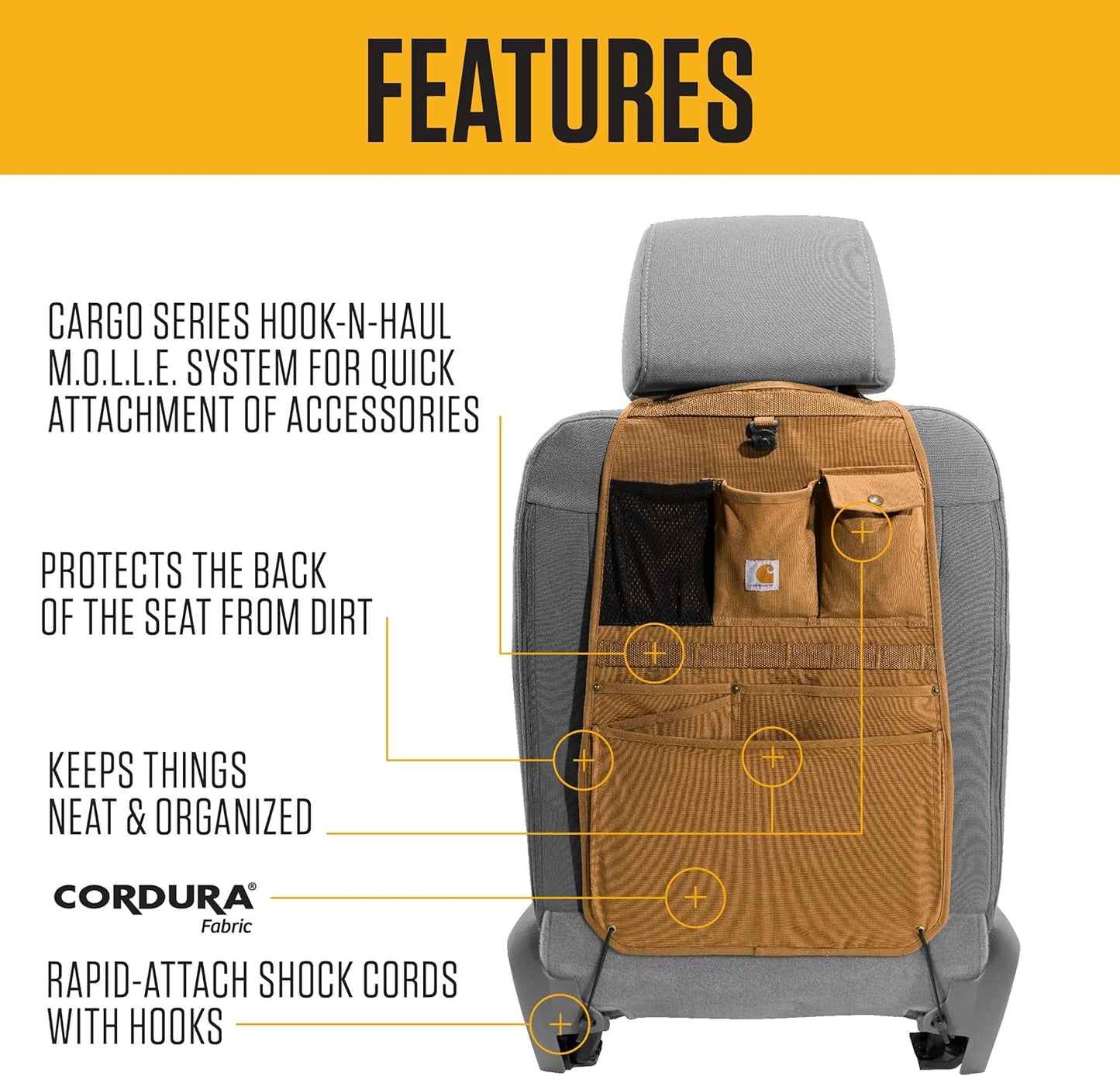 Carhartt Gear C0001437 Universal Seat Back Organizer - One Size Brown