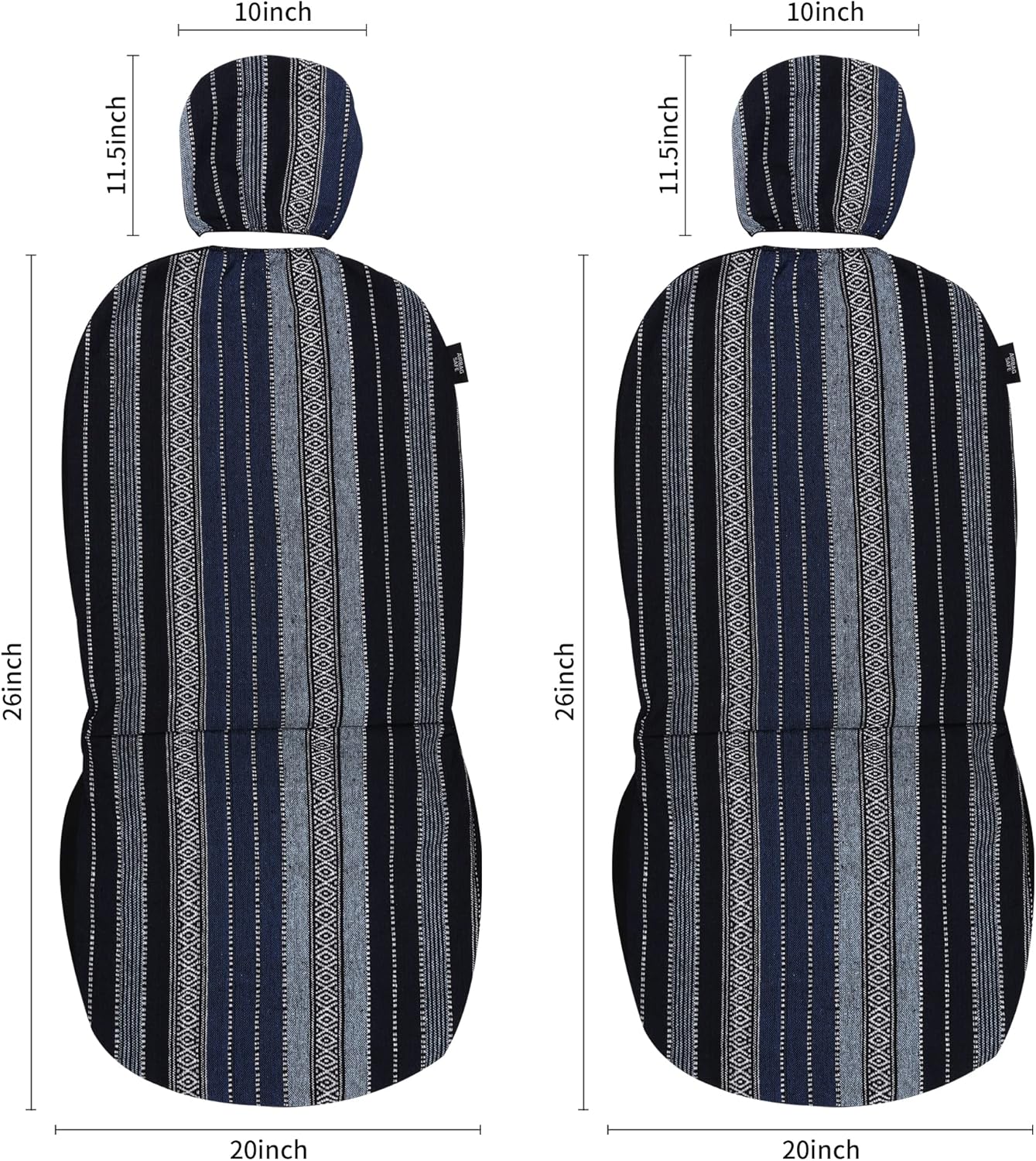 VarCozy Baja Saddle Blanket Seat Covers, Front Seat Covers for Sedan, SUV, Truck, Universal Stripe Colorful Woven Automotive Seat Cover, Breathable, Washable, Airbag Compatible