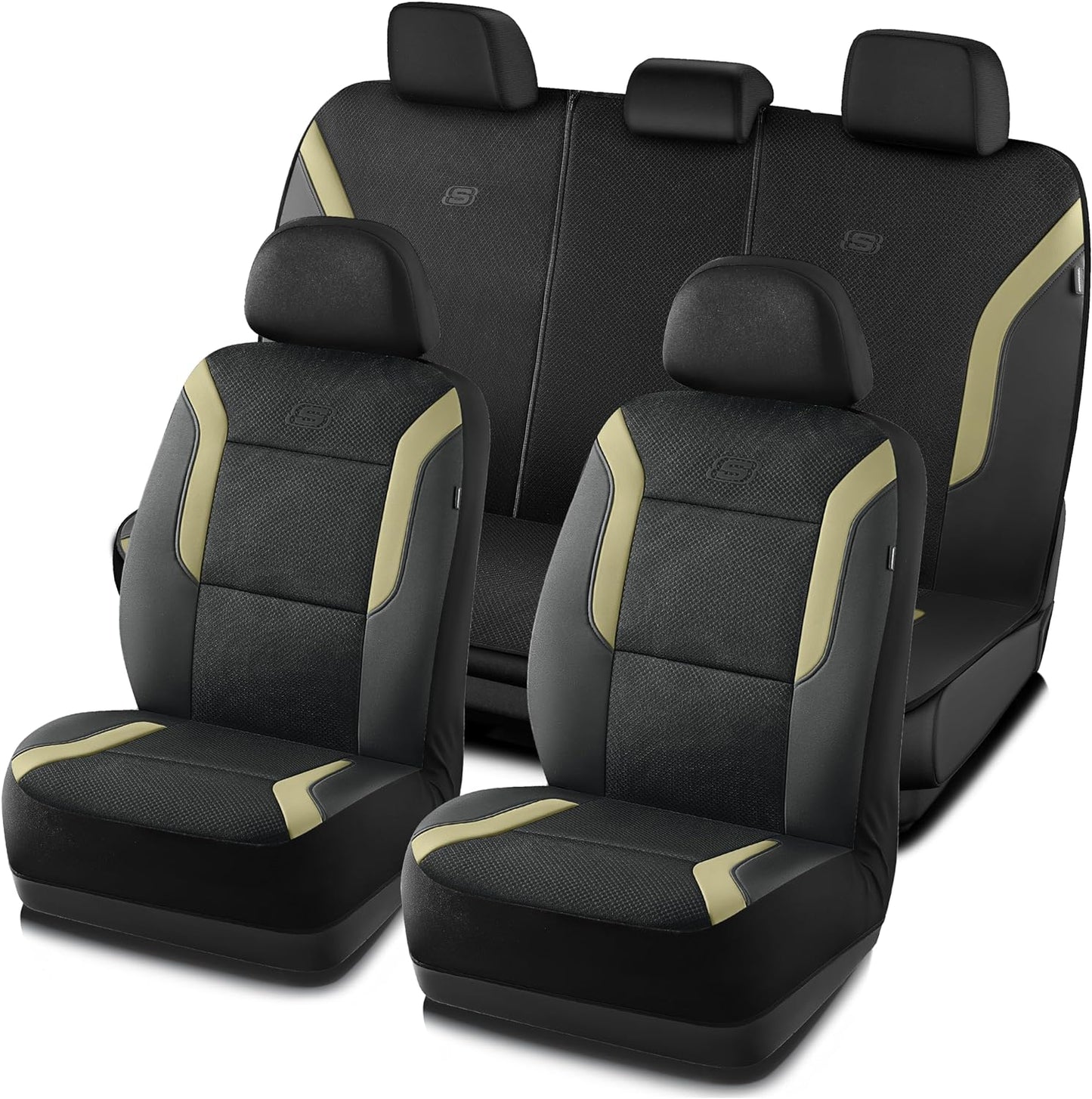 Skechers Memory Foam Car Seat Covers, Air Cool Mesh Thick Seat Covers, Slip-ins Front Seat Cover, Airbag Compatible, Automotive Comfort & Protection for Most Cars,Vans,Trucks, SUVs,Red