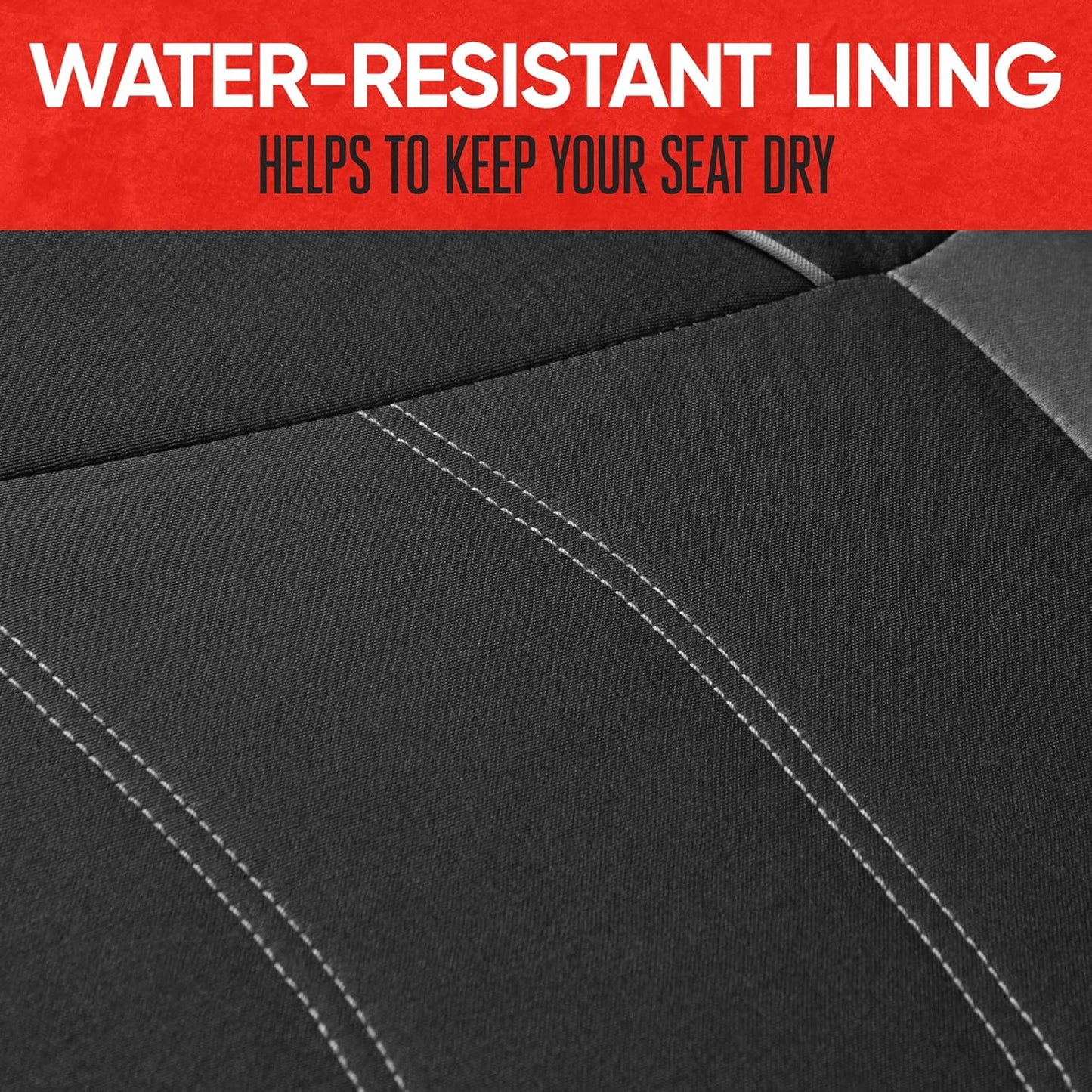 Motor Trend Black Cloth Car Seat Covers for Front Seats – Premium Automotive Bucket Seat Covers, Made for Vehicles with Removable Headrests, Interior Covers for Truck Van SUV, Black Stitched