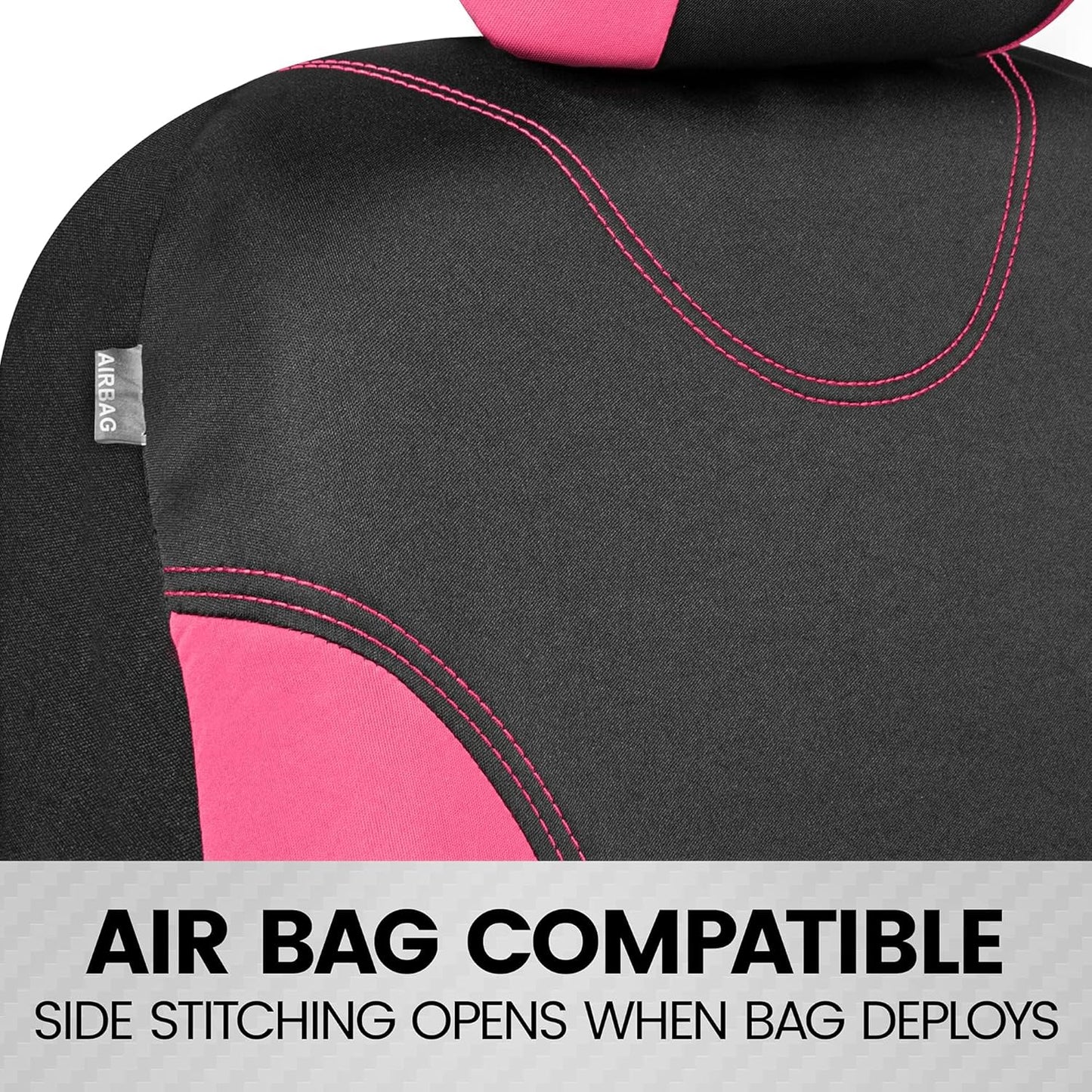 BDK OS-334-PK Sleek and Stylish Car Seat Covers, Split Bench Option, 5 Headrests, Side Airbag Compatible