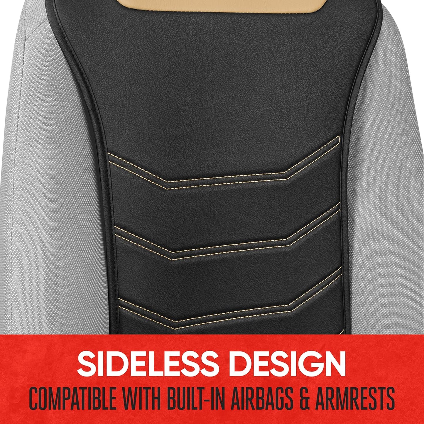 BDK Auto MTSC-9210-BG: Slim-Fit Pu Leather Seat Cushion/Beige