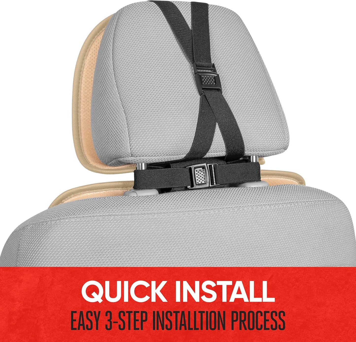 Motor Trend Faux Leather Car Seat Covers, 2 Piece Set – Premium Car Seat Cushions for Front Seats, Padded Car Seat Protectors with Storage Pocket, Seat Covers for Cars Trucks SUV (Solid Beige)