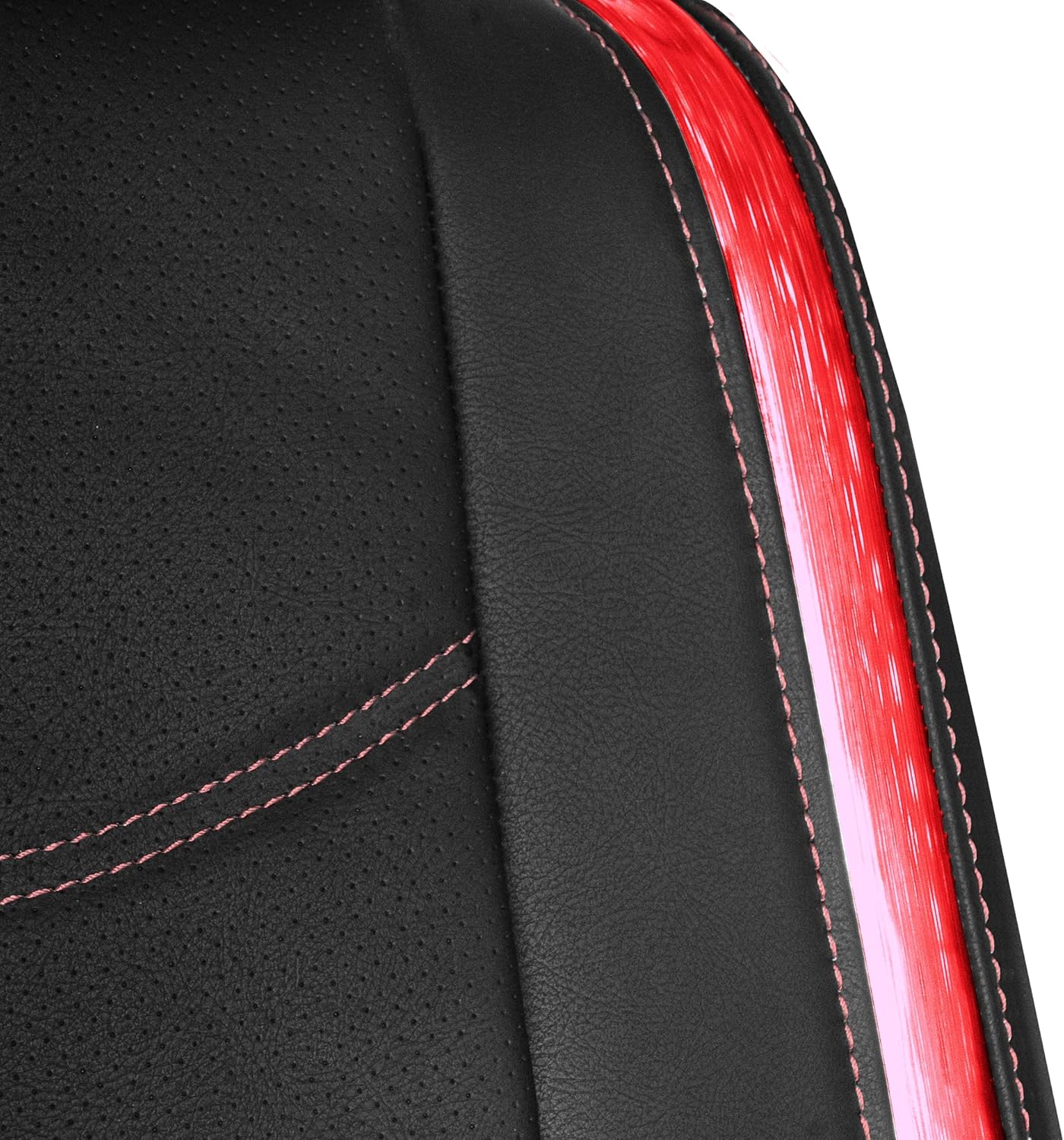 FH Group Full Set Faux Leather Car Seat Covers - Universal Fit, Low Back Front Seat Covers, Airbag Compatible, Split Bench Rear, Seat Cover for SUV, Sedan, Red