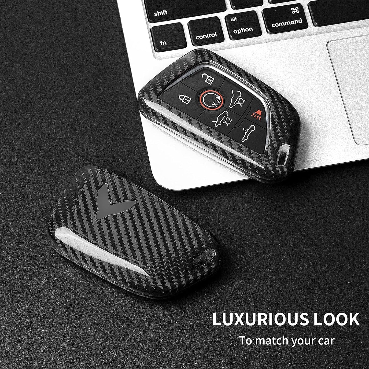 Real Glass Fiber Key Fob Cover Compatible with Corvette C8 Key Fob Case T-carbon Key Fob Protector Compatible with Stingray Corvette C8 2020-2025 Smart Key Case,Silver Black