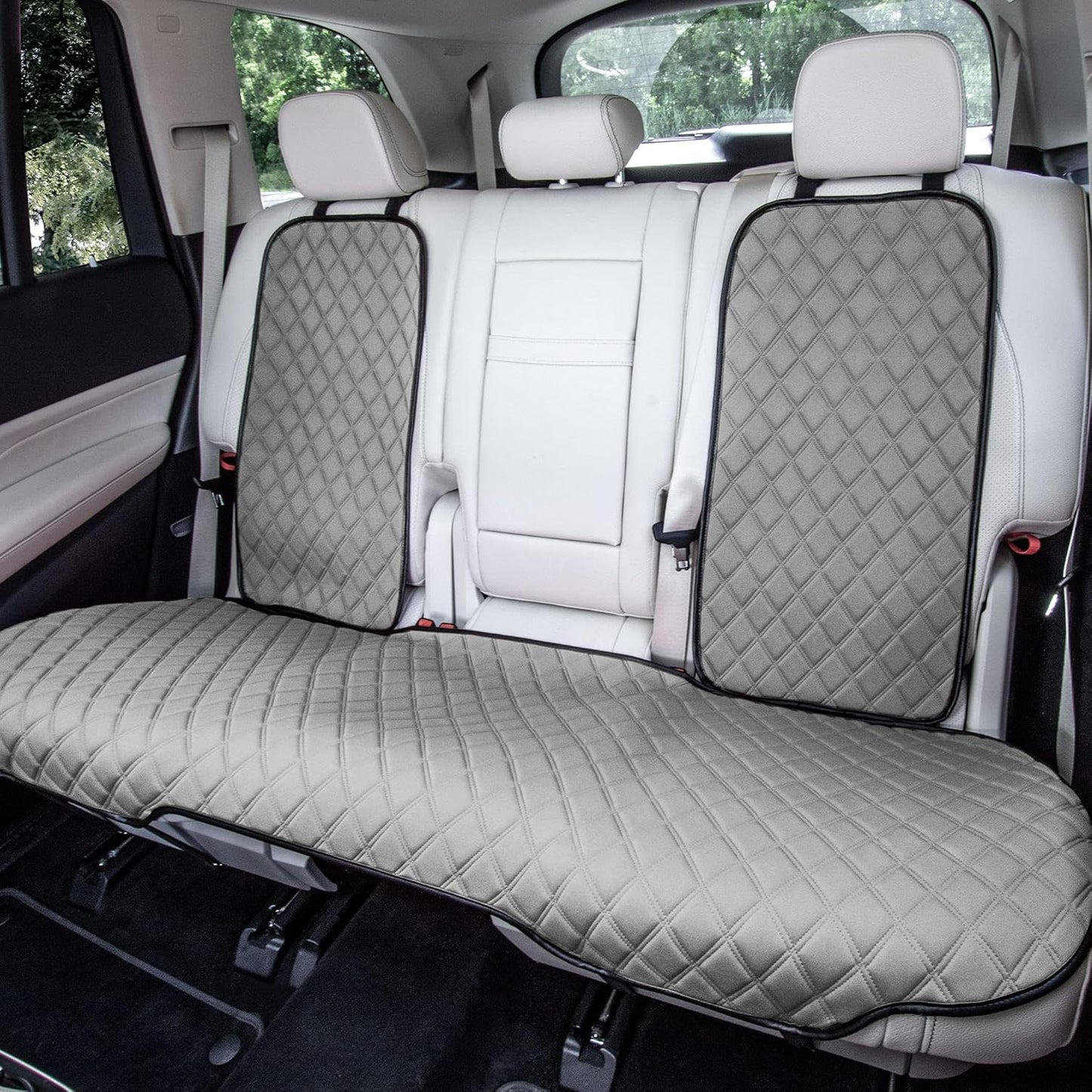 FH Group Neosupreme Automotive Seat Cushions - Universal Fit, Rear Car Seat Cushion with Non-Slip Silicone Backing for SUV, Sedan, Van - Gray
