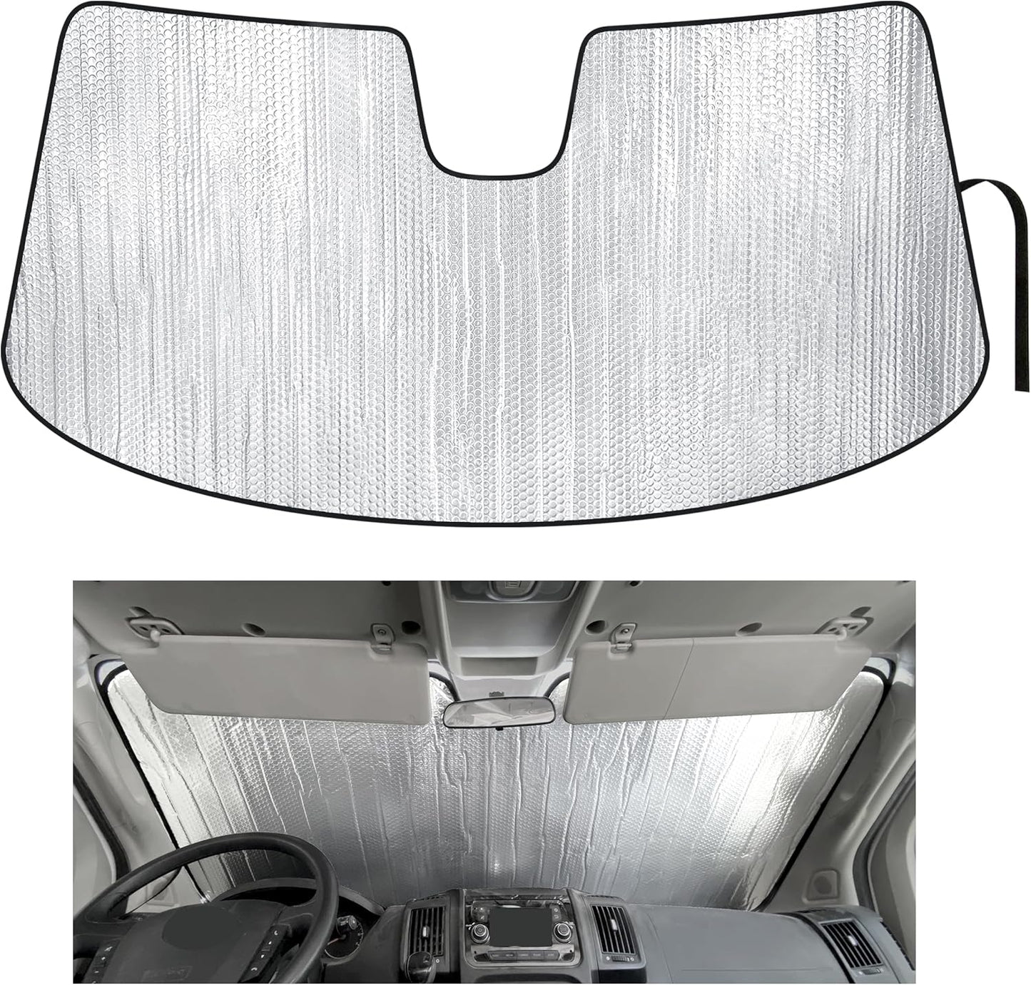 YelloPro Custom Fit Reflective Front Windshield Sunshade Accessories for 2014 2015 2016 2017 2018 2019 2020 2021 2022 2023 2024 2025 Dodge RAM ProMaster Full Size Cargo Van Chassis Cab Cutaway