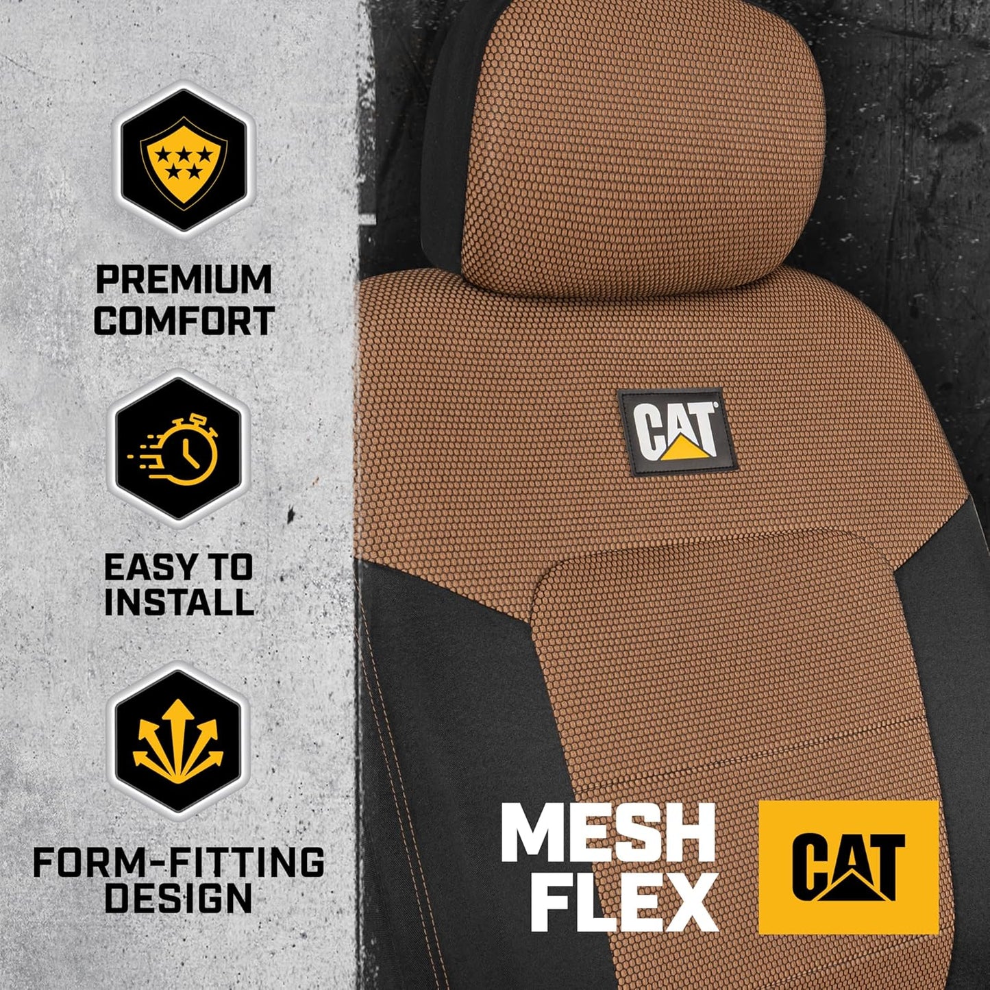 BDK Auto CASC-2284-BG: Cat 4Pc Mesh + Gabardine Seat Cover (Beige)