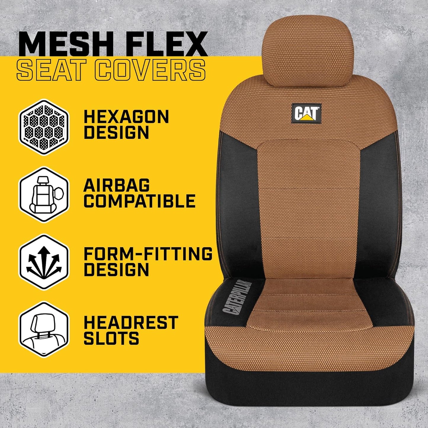 BDK Auto CASC-2284-BG: Cat 4Pc Mesh + Gabardine Seat Cover (Beige)
