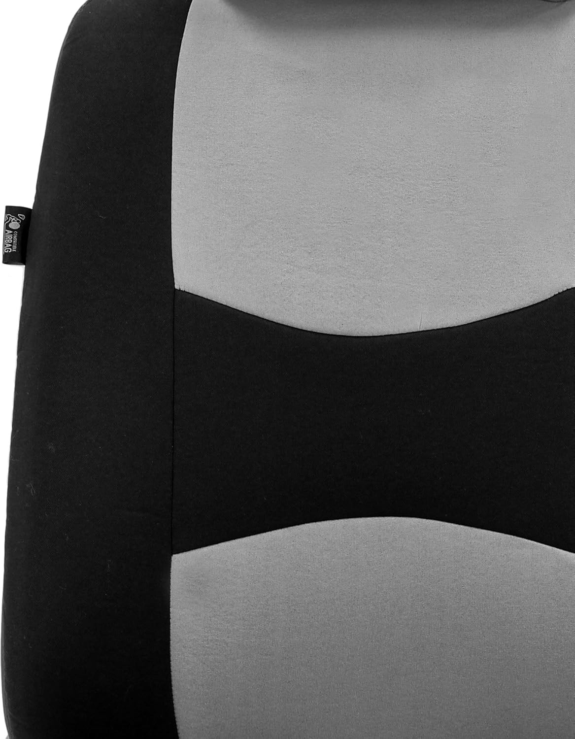 FH-FB351102 All Purpose Flat Cloth Built-in Seat Belt Bucket Covers Gray/Black