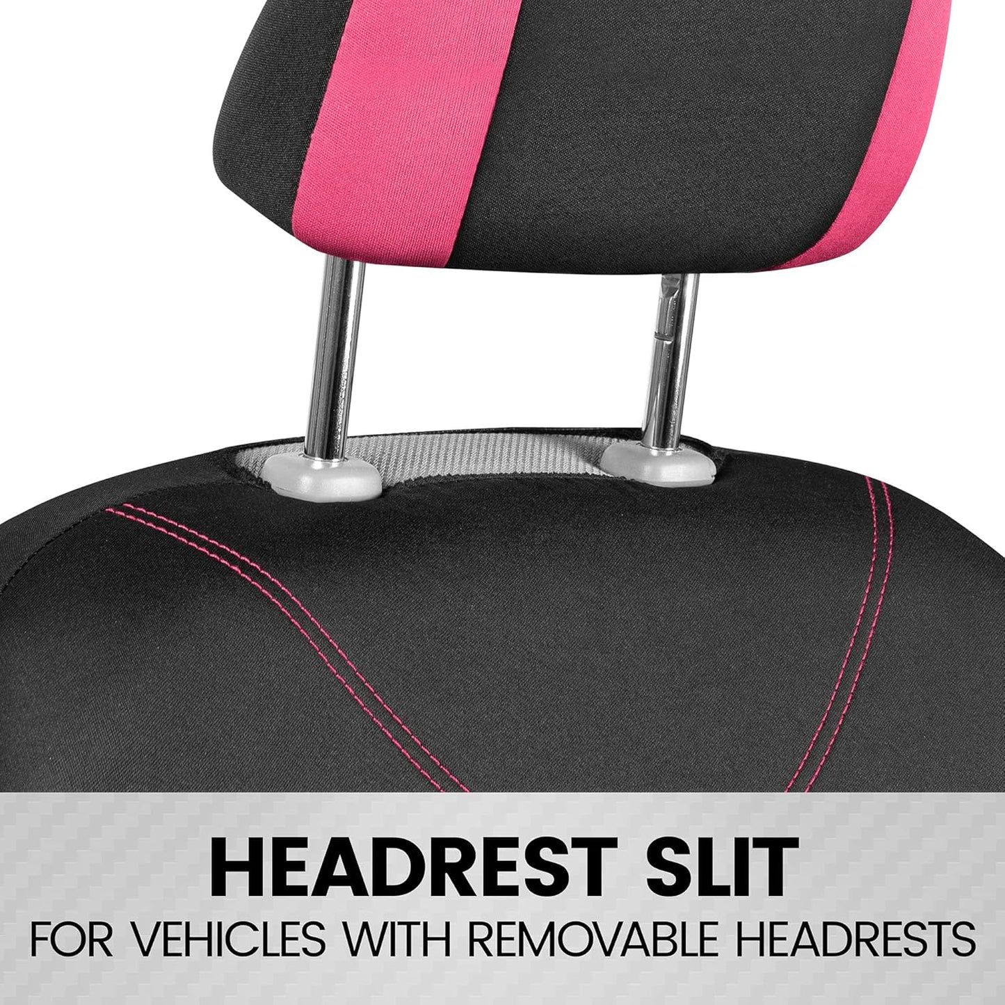 BDK OS-334-PK Sleek and Stylish Car Seat Covers, Split Bench Option, 5 Headrests, Side Airbag Compatible