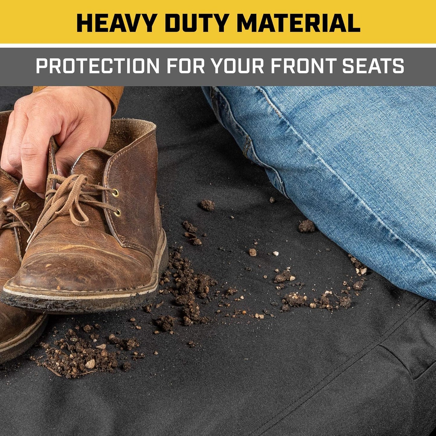 Caterpillar Custom Fit Front Bench Seat Cover for Ford F250 / F350 / F450 / F550 (1999-2007) - Durable Black Oxford Truck Seat Cover with Utility Pockets, Super Duty Interior Cover