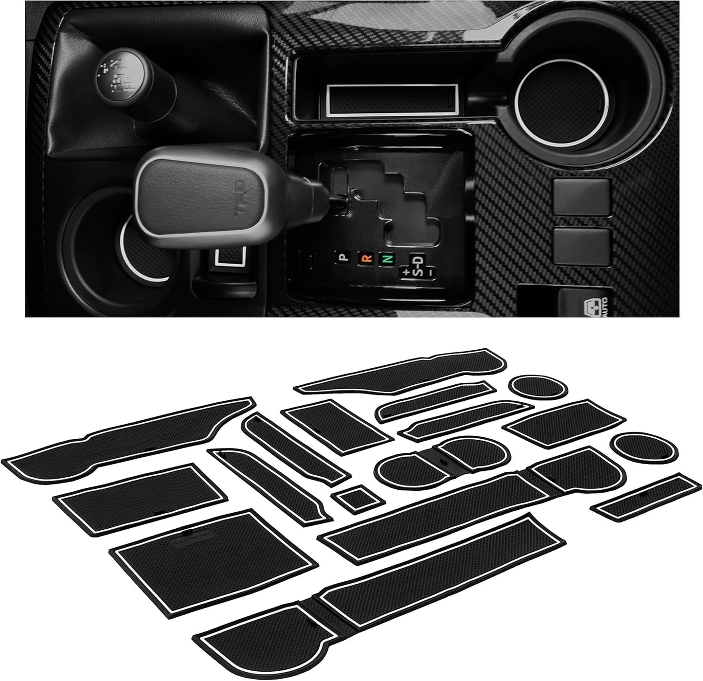 CupHolderHero Fits Toyota 4Runner 2019-2024 Accessories - Custom Non-Slip Anti-Dust Cup Holder Inserts, Center Console Liners, Door Pocket Mats, Interior Protection, 27pc Set, 2 Rows, Blue Trim