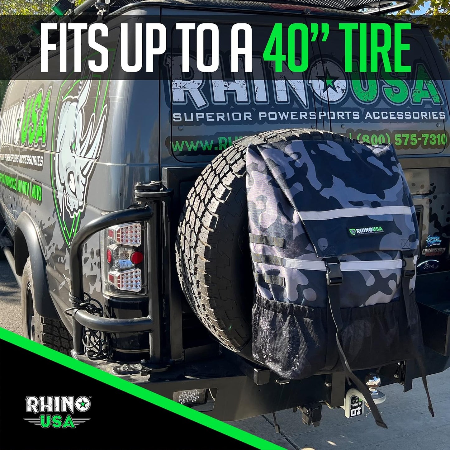 Rhino USA Spare Tire Trash Bag (Fits up to 40" Tire) - Ultimate Organizer for Outdoor Off-Road Recovery Gear - Heavy Duty Cargo Storage Bag for Jeep, Truck, SUV or Car - Guaranteed for Life