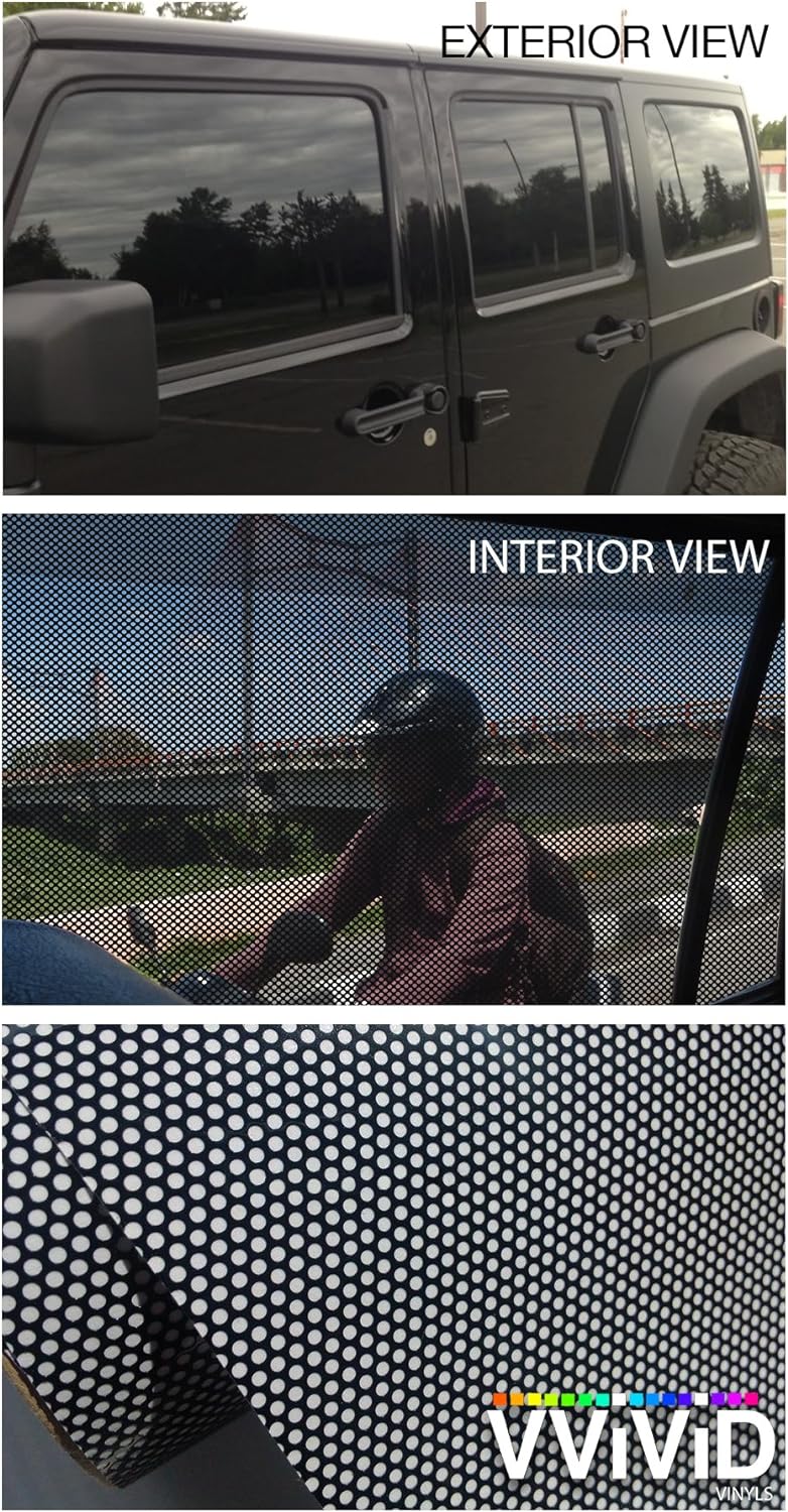 VViViD One-Way Perforated Black Vinyl Privacy Window Film Adhesive Glass Wrap Roll (25ft x 48 inches)