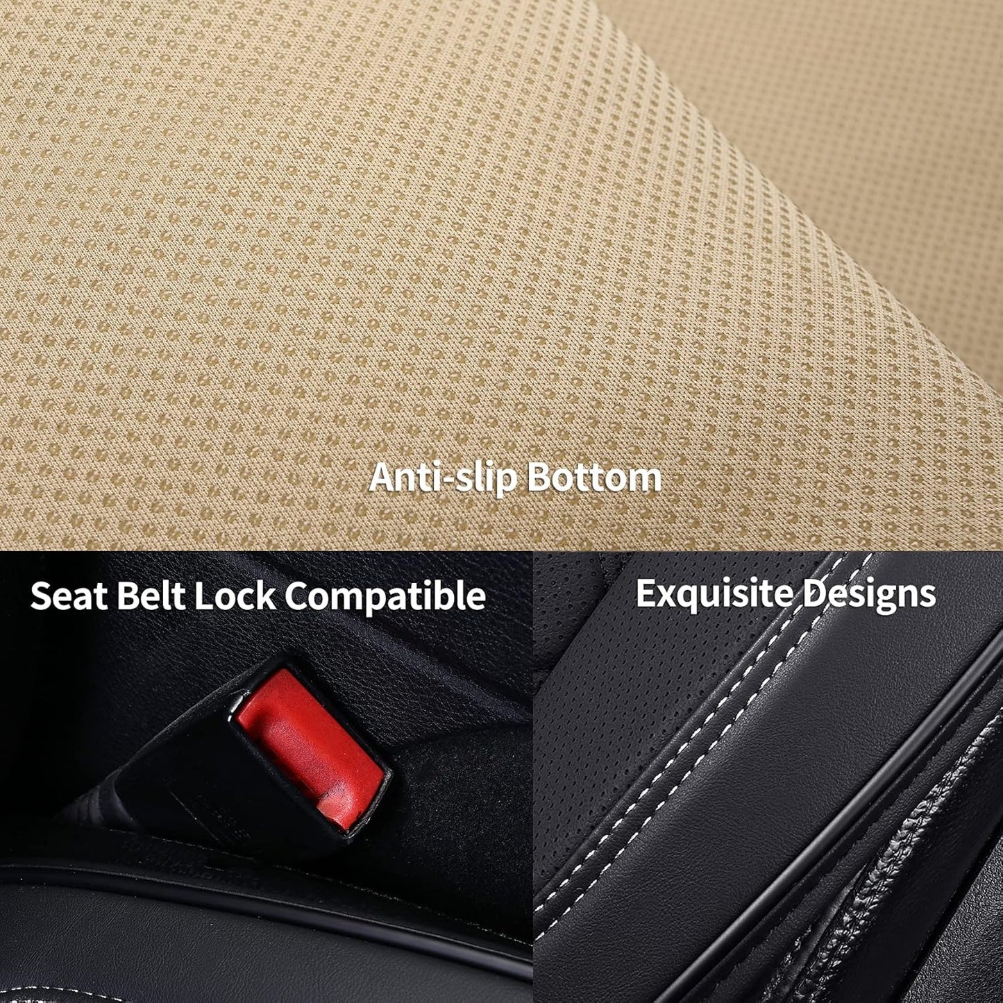 Coverado Leather Front Seat Covers, Waterproof Seat Covers for Cars with Velvet, Car Seat Protector Universal Fit for Most Vehicles(Black&Gray)