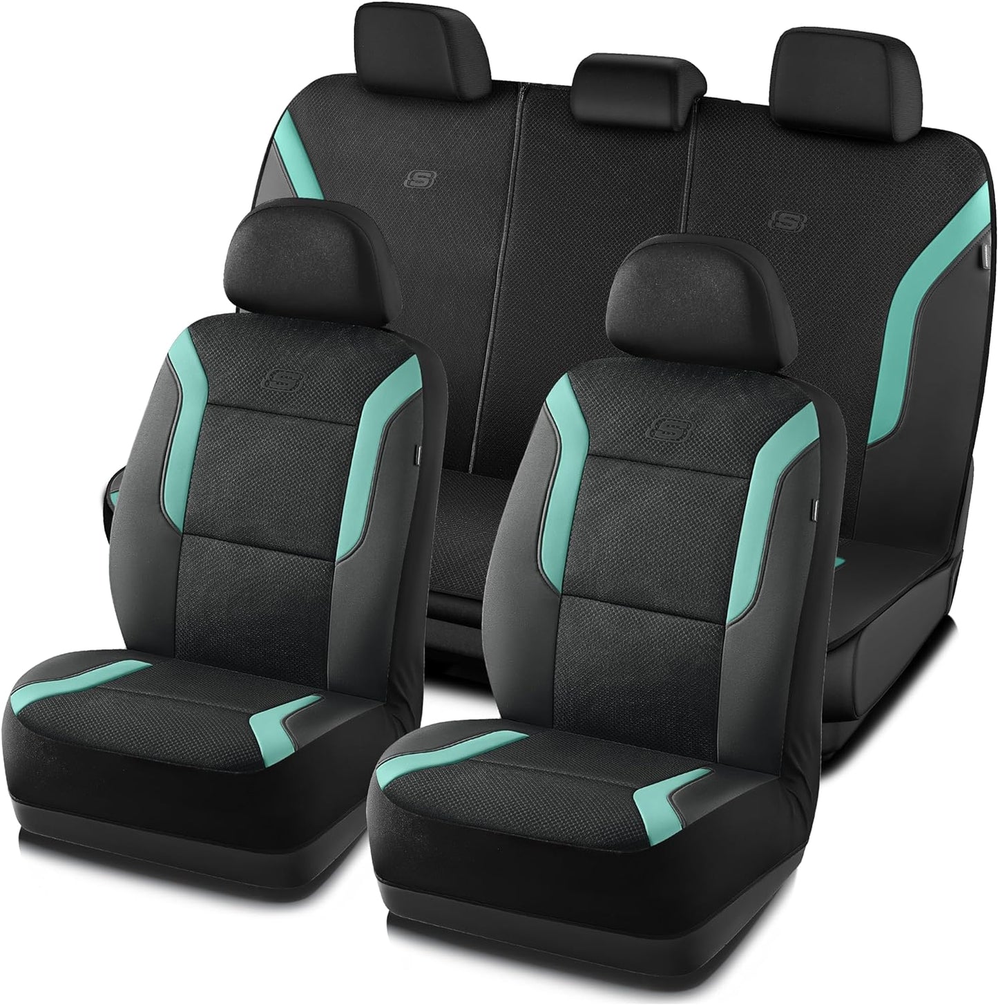 Skechers Memory Foam Car Seat Covers, Air Cool Mesh Thick Seat Covers, Slip-ins Front Seat Cover, Airbag Compatible, Automotive Comfort & Protection for Most Cars,Vans,Trucks, SUVs,Red