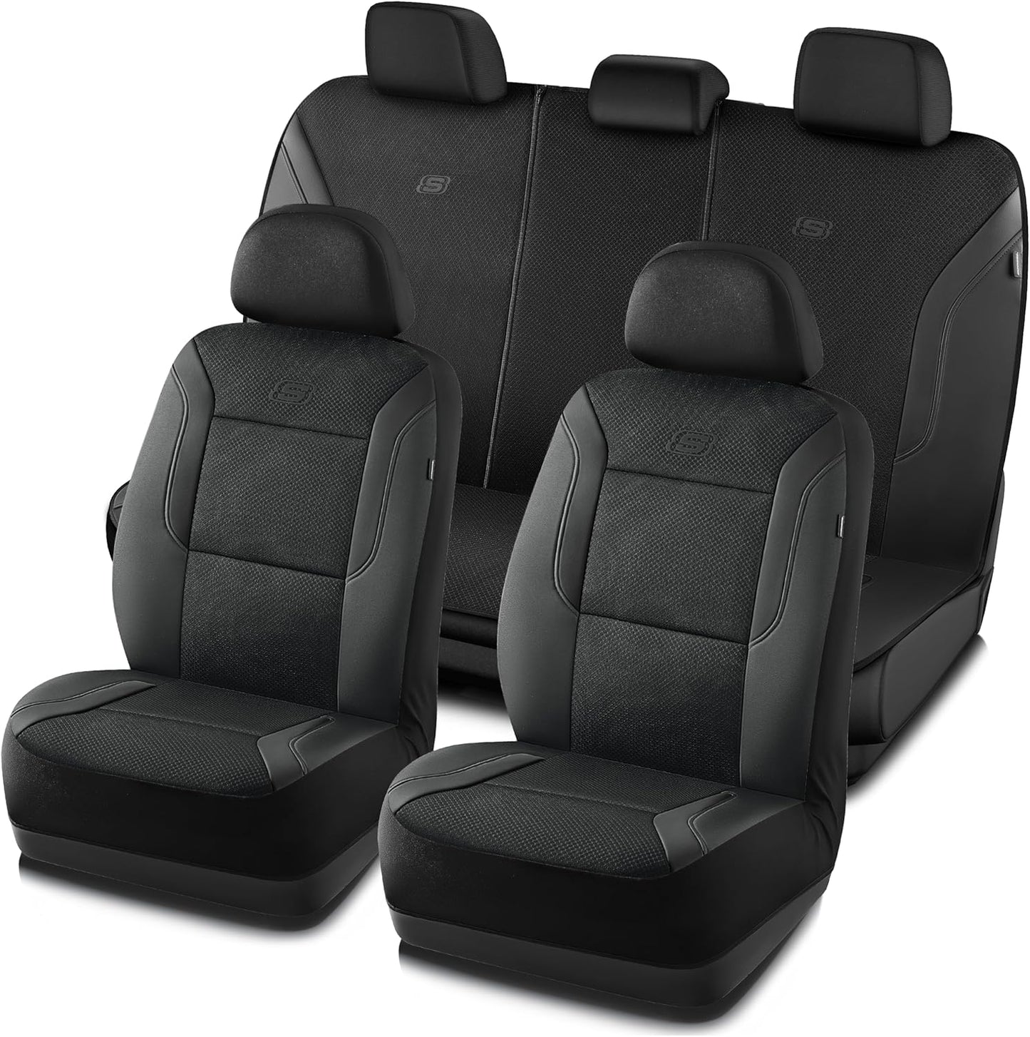 Skechers Memory Foam Car Seat Covers, Air Cool Mesh Thick Seat Covers, Slip-ins Front Seat Cover, Airbag Compatible, Automotive Comfort & Protection for Most Cars,Vans,Trucks, SUVs,Red