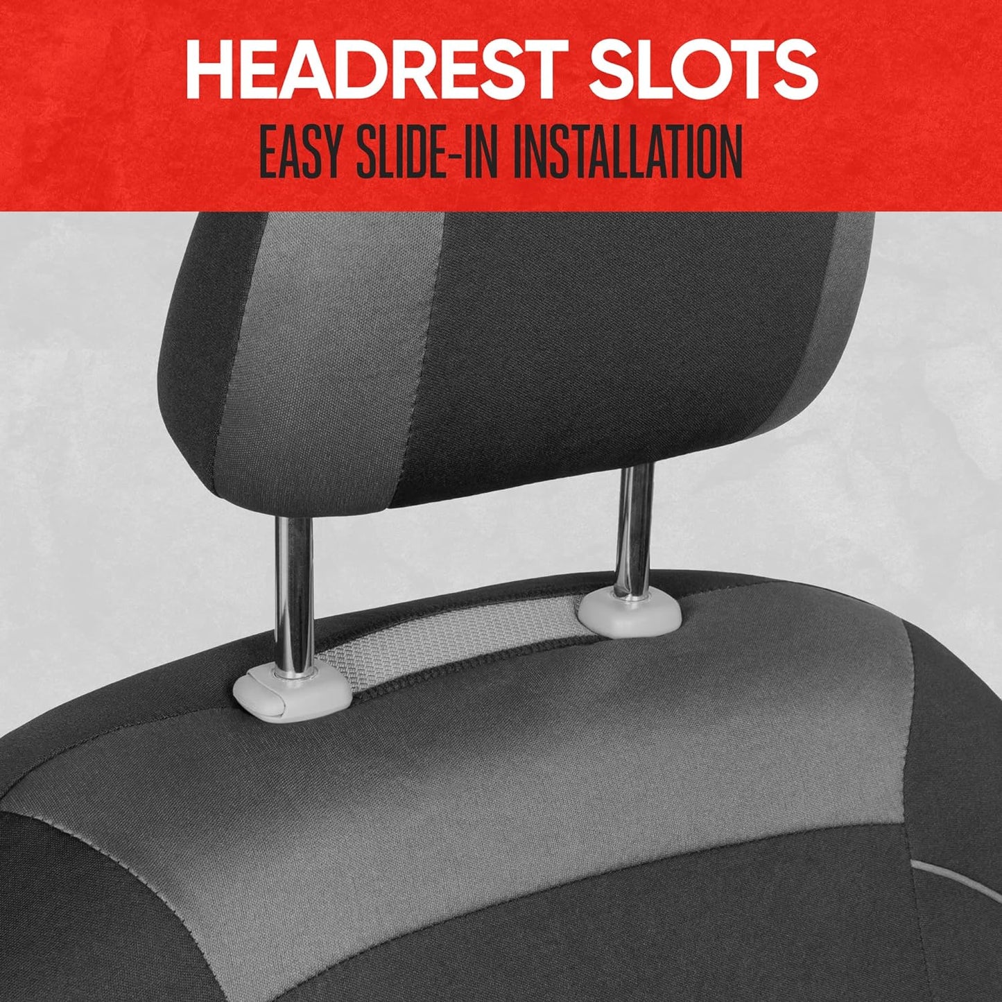 Motor Trend Black Cloth Car Seat Covers for Front Seats – Premium Automotive Bucket Seat Covers, Made for Vehicles with Removable Headrests, Interior Covers for Truck Van SUV, Black Stitched