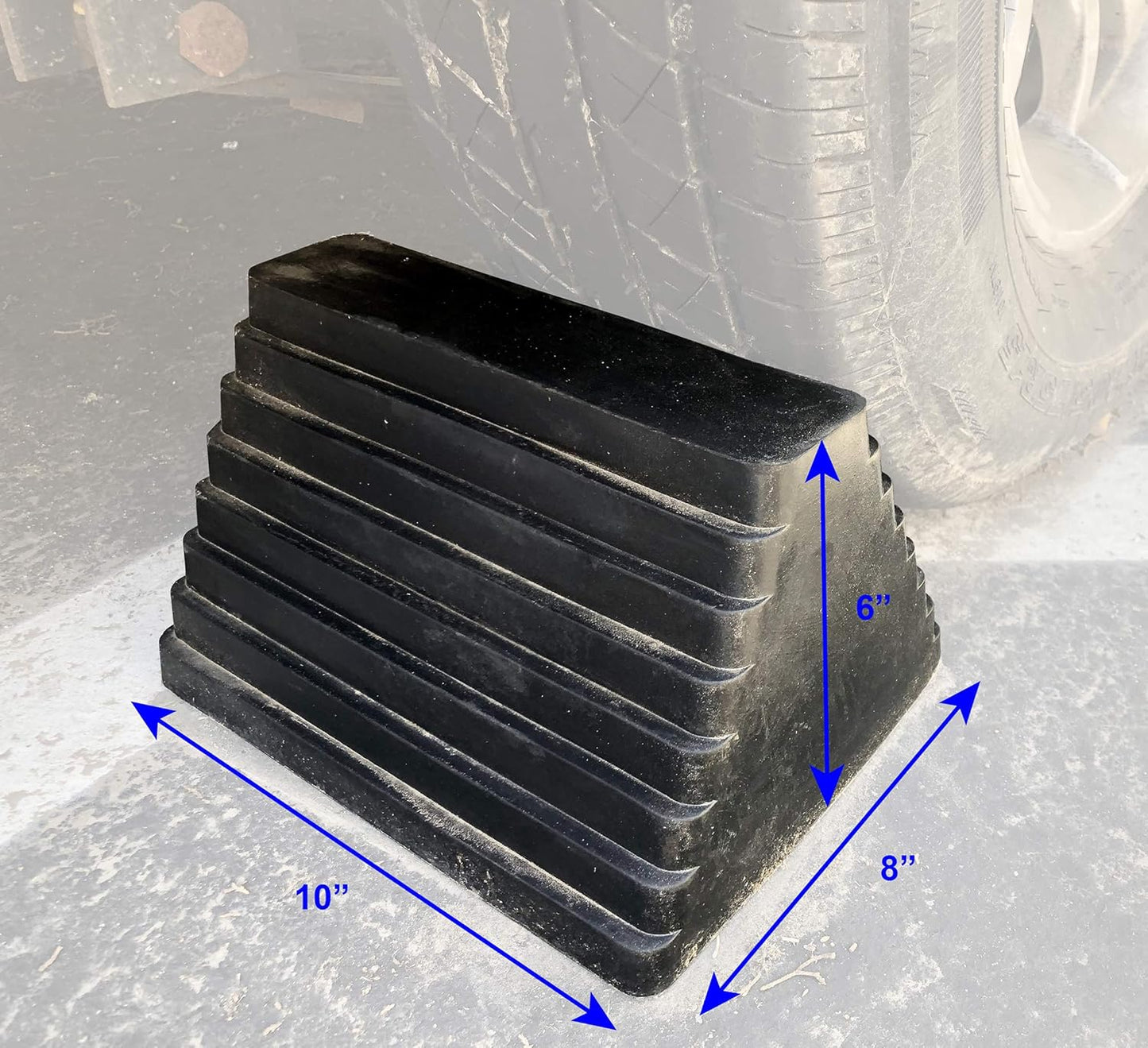 MAXXHAUL 80681 Solid Rubber Heavy Duty Wheel Chock with Eyebolt, 2 Pack, MaxxHaul 80681-10" x 8" x 6"