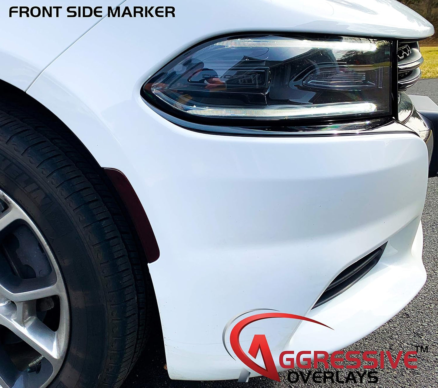 Aggressive Overlays for 2015-2021 Dodge Charger Package Deal - Tail Light - Front & Rear Tinted Side Marker Light Overlays | Precut Smoked Vinyl Tint Film Black Out Dark Smoked (20% Package Deal)