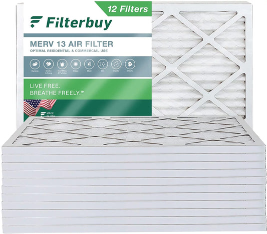 Filterbuy 16x22x1 MERV 13 Pleated HVAC AC Furnace Air Filters (12-Pack)