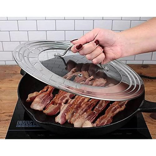 Endurance Universal Lid With Glass Insert, Stainless Steel, Fits 5.5 - 9 | Secure Tempered Glass | Fits Frying, Sauté, Sauce, Stock Pots & Pans | Dishwasher & Oven Safe