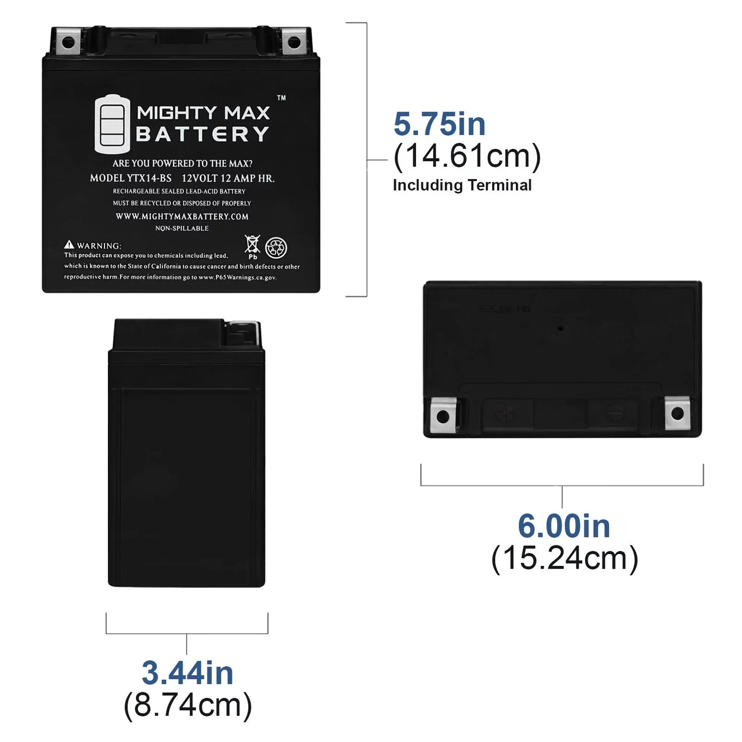 YTX14-BS Battery Replacement for Yuasa YUAM3RH4S