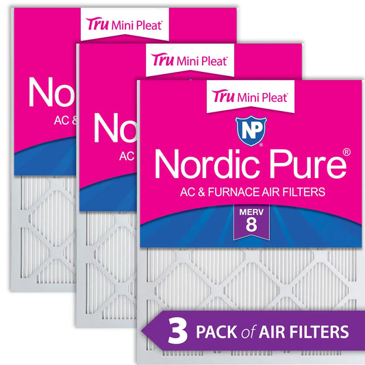 10x20x1 (9_1/2x19_1/2) Nordic Pure Tru Mini Pleat MERV 8 Air Filters 3 Pack