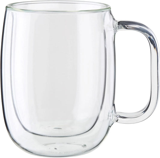 Sorrento Plus 8-Pc Double-Wall Glass Coffee Mug Set, 12 Fluid Ounces, Clear