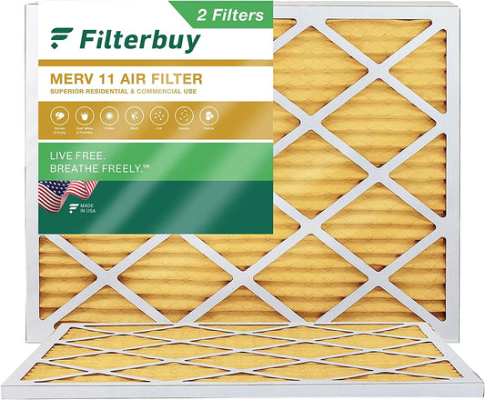 Filterbuy 16x21.5x1 MERV 11 Pleated HVAC AC Furnace Air Filters (2-Pack)